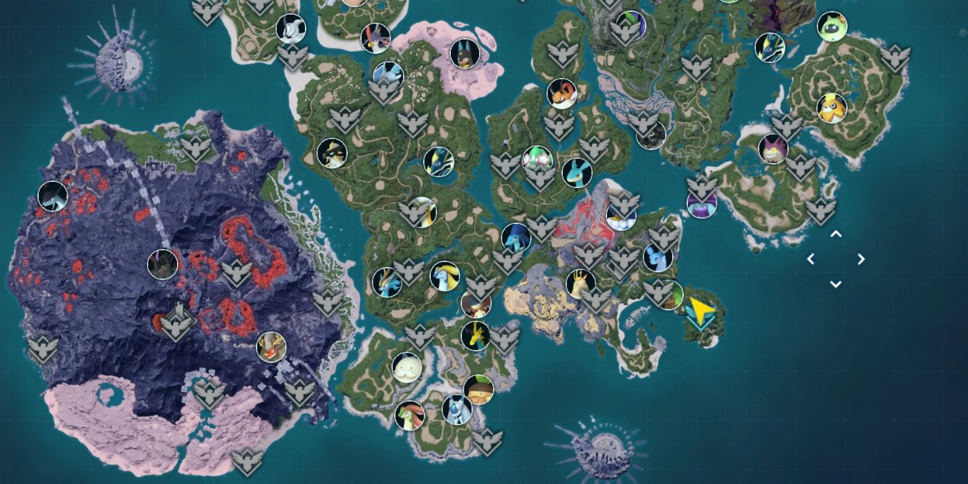 An entirely unlocked map in Palword with no unexplored regions whatsoever.