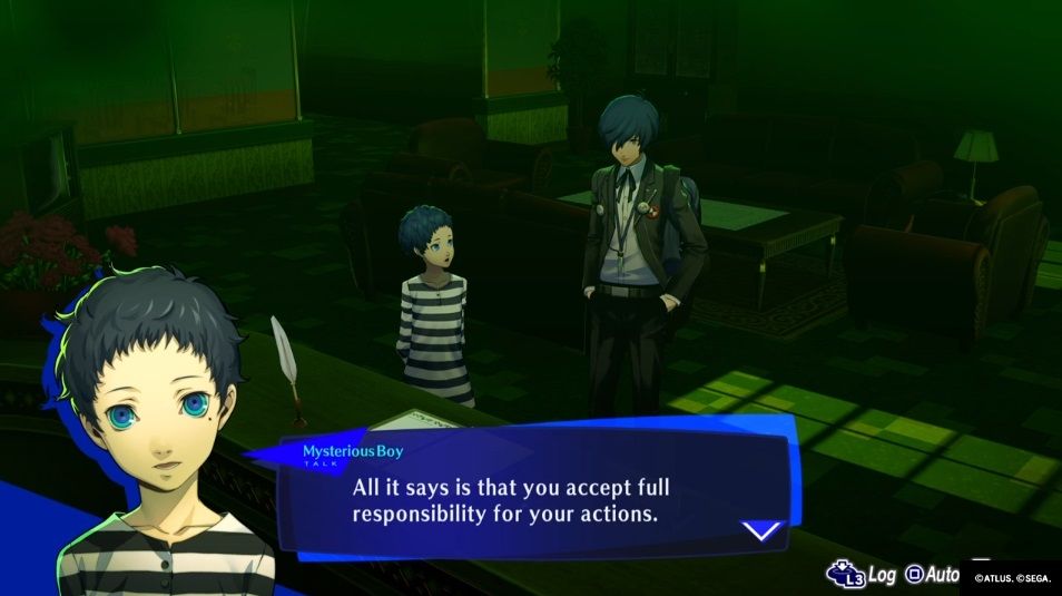 Pharos in Persona 3 compelling Makoto to sign a contract