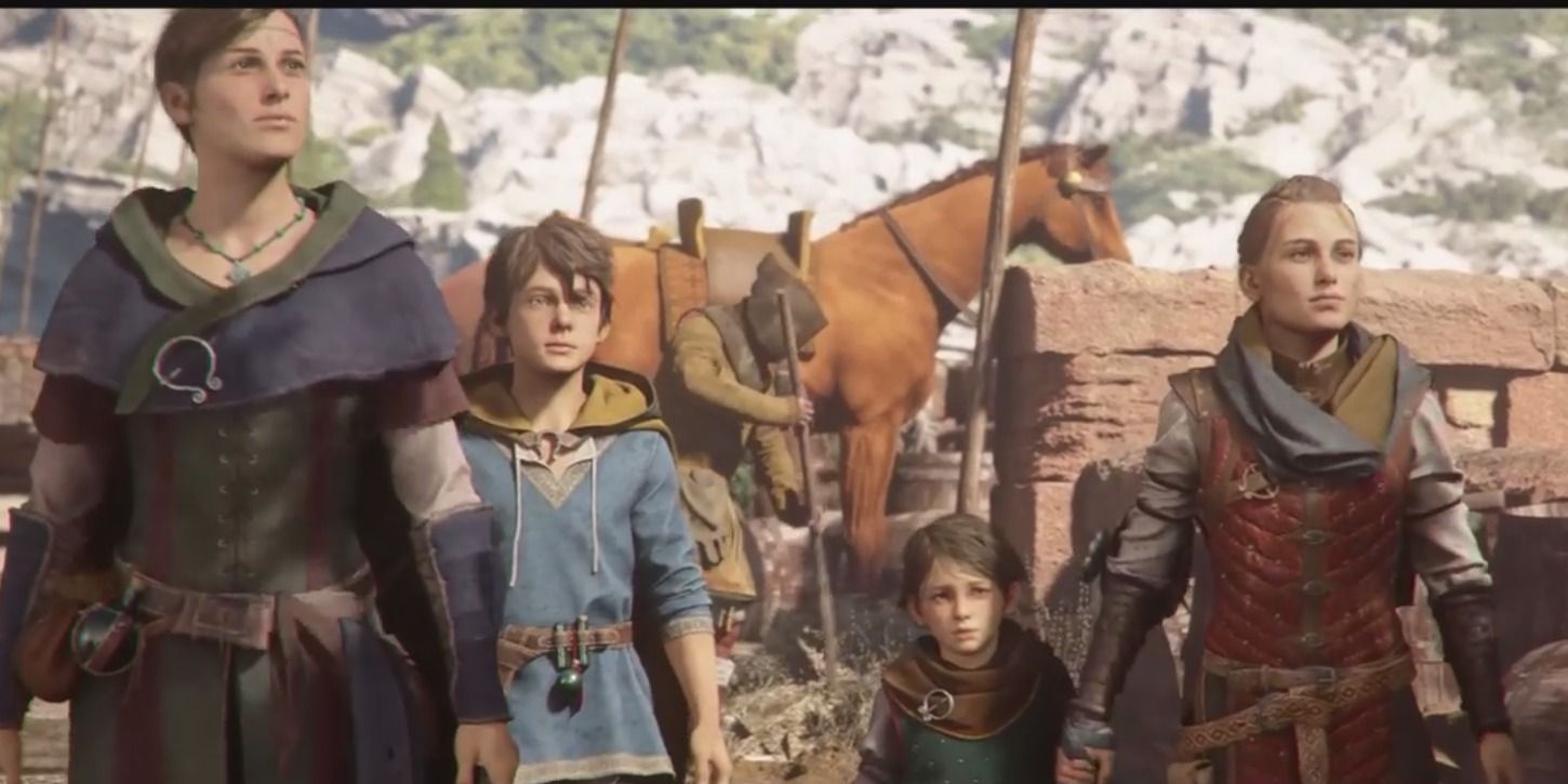 Amicia and Hugo with Lucas and Melie in Plague Tale: Requiem