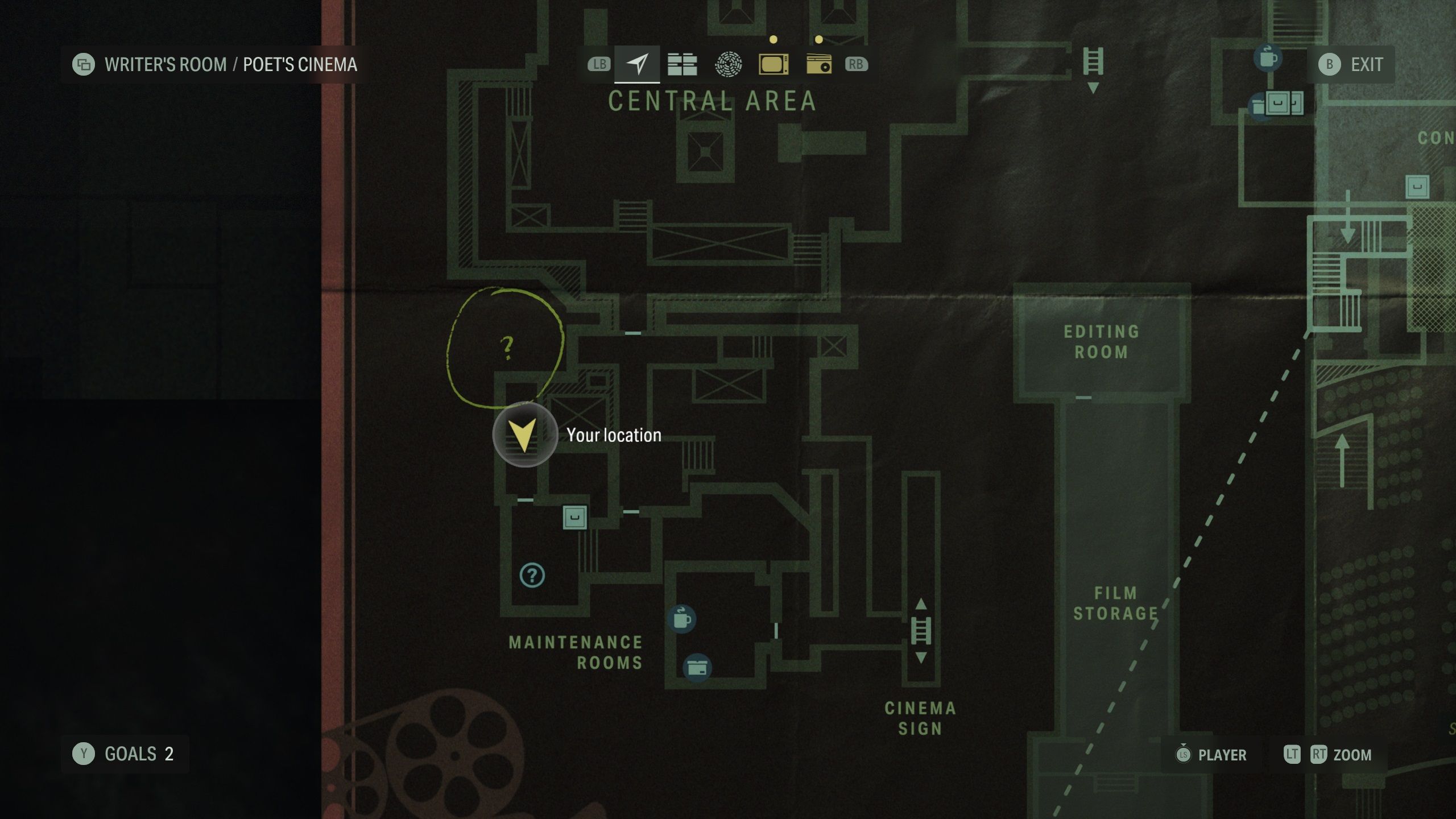 A map showing the back entrance to Sheriff Breaker's location on the Poet's Theater Rooftops