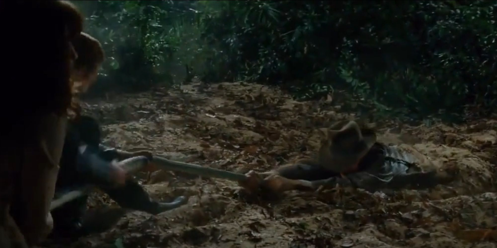 Indiana Jones: And Crystal Skull - Indy Being Pathetically Dragged Out Of Quicksand With A Snake Rope