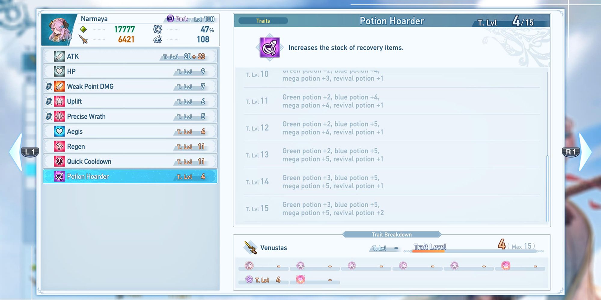 potion hoarder sigil stats description