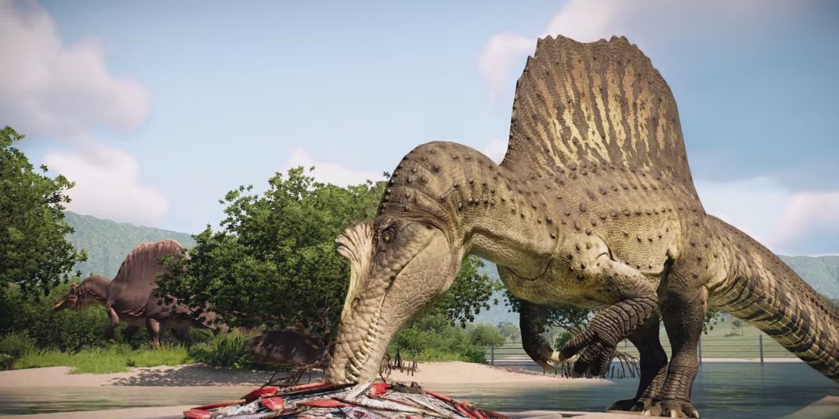 Spinosaurus eating some fish in Prehistoric Kingdom
