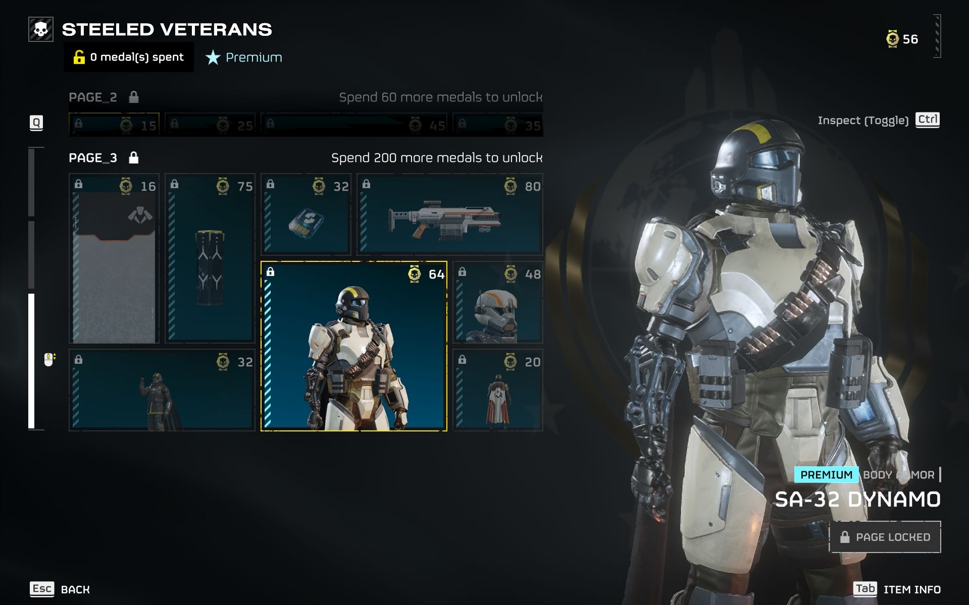 Premium Warbond Higher Tier gear items in Helldivers 2