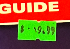 A price tag on an old magazine, showing a price of $19.99