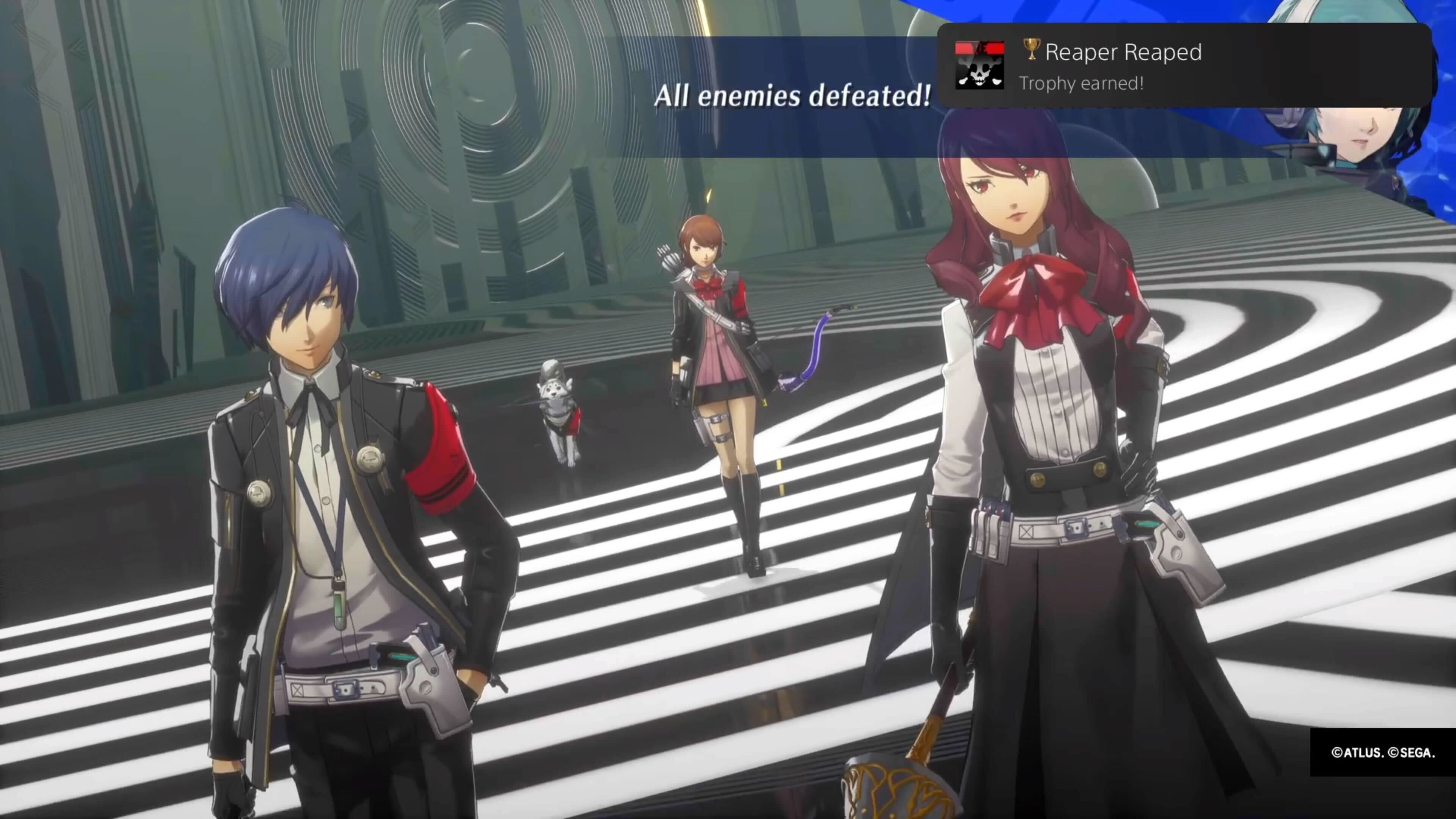 protagonist, koromaru, yukari, and mitsuru persona 3 reload p3r team setup reaper-1