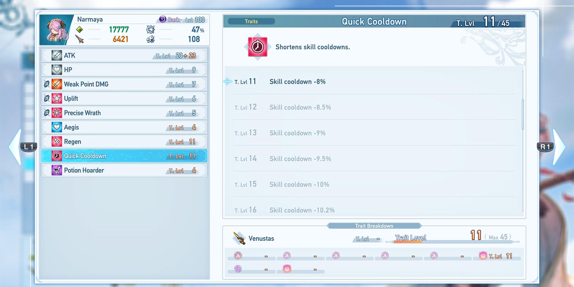 quick cooldown sigil stats description