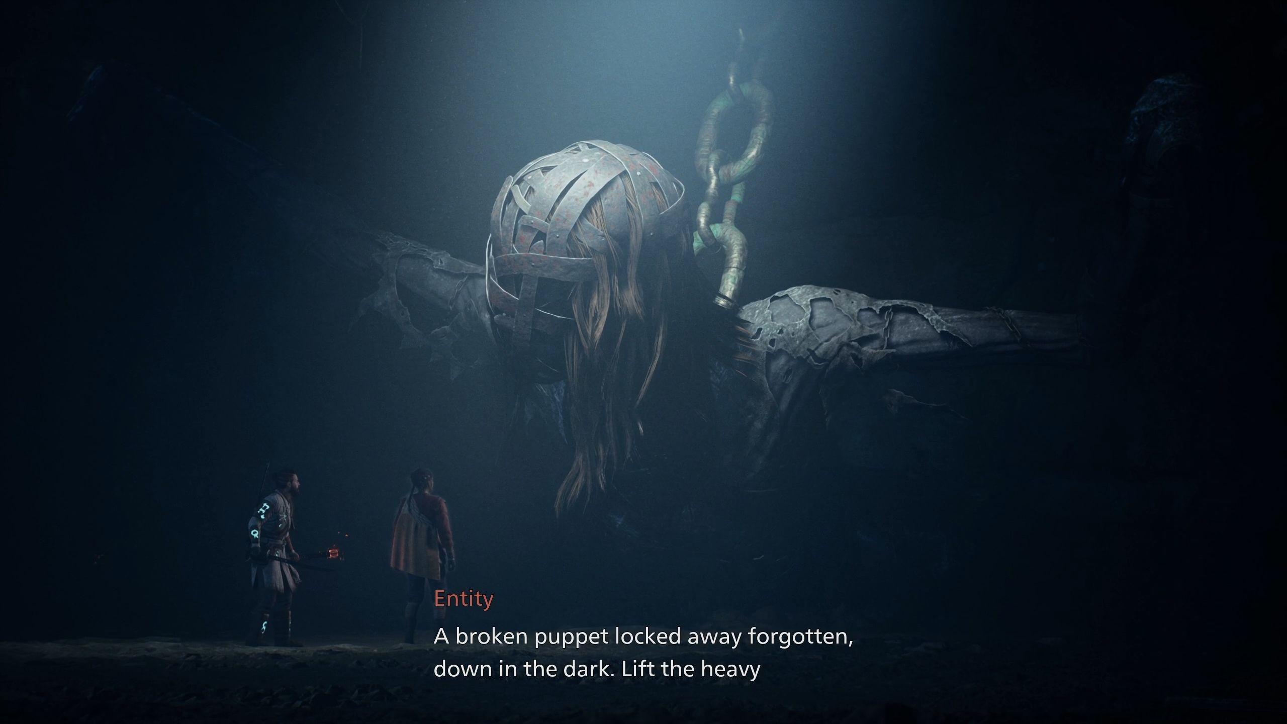 Red and Antea are standing next to the Puppeteer - Banishers Ghosts of New Eden