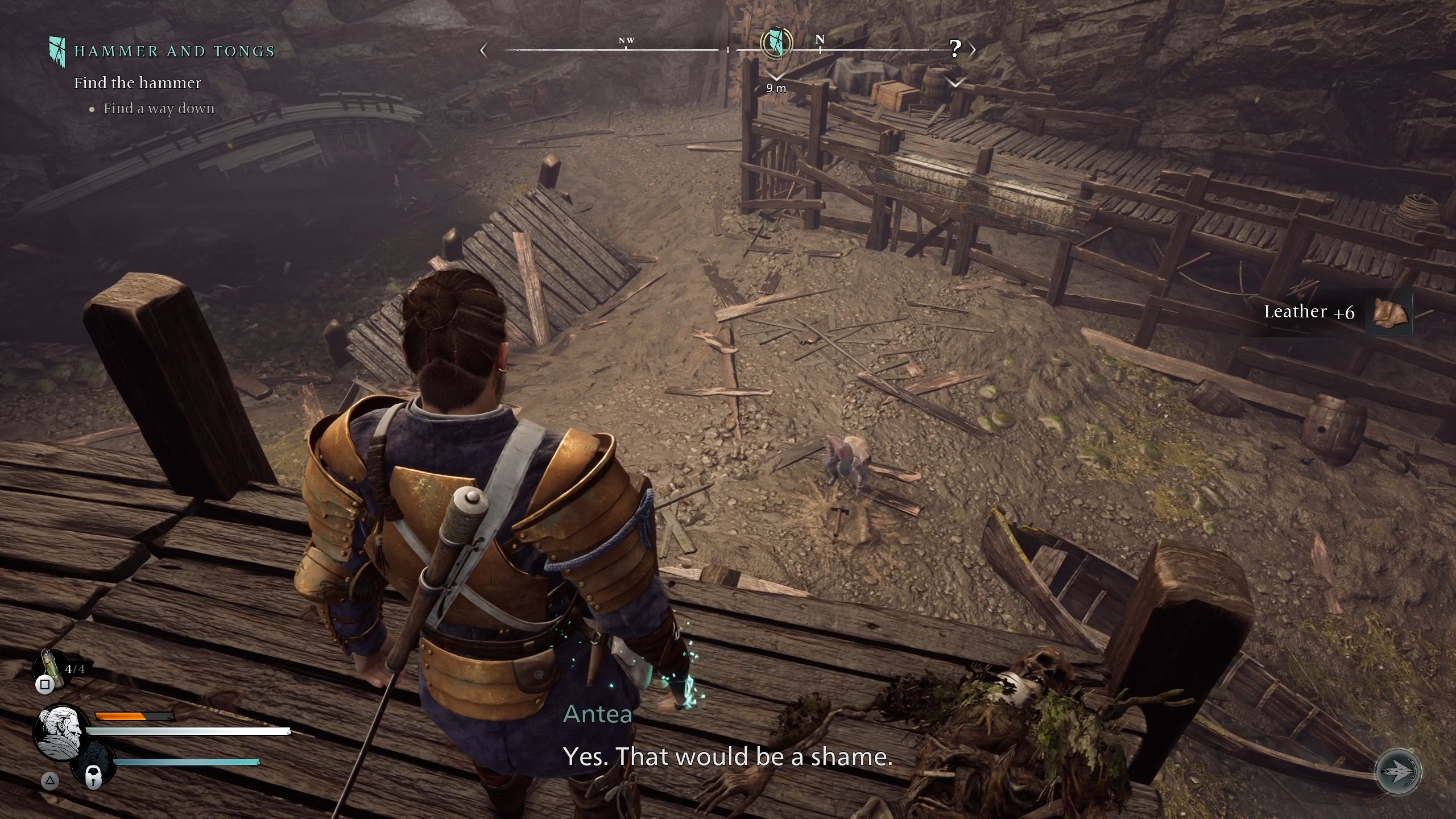 Red is looking down at Antea as she inspecting a corpse - Banishers Ghosts of New Eden-1