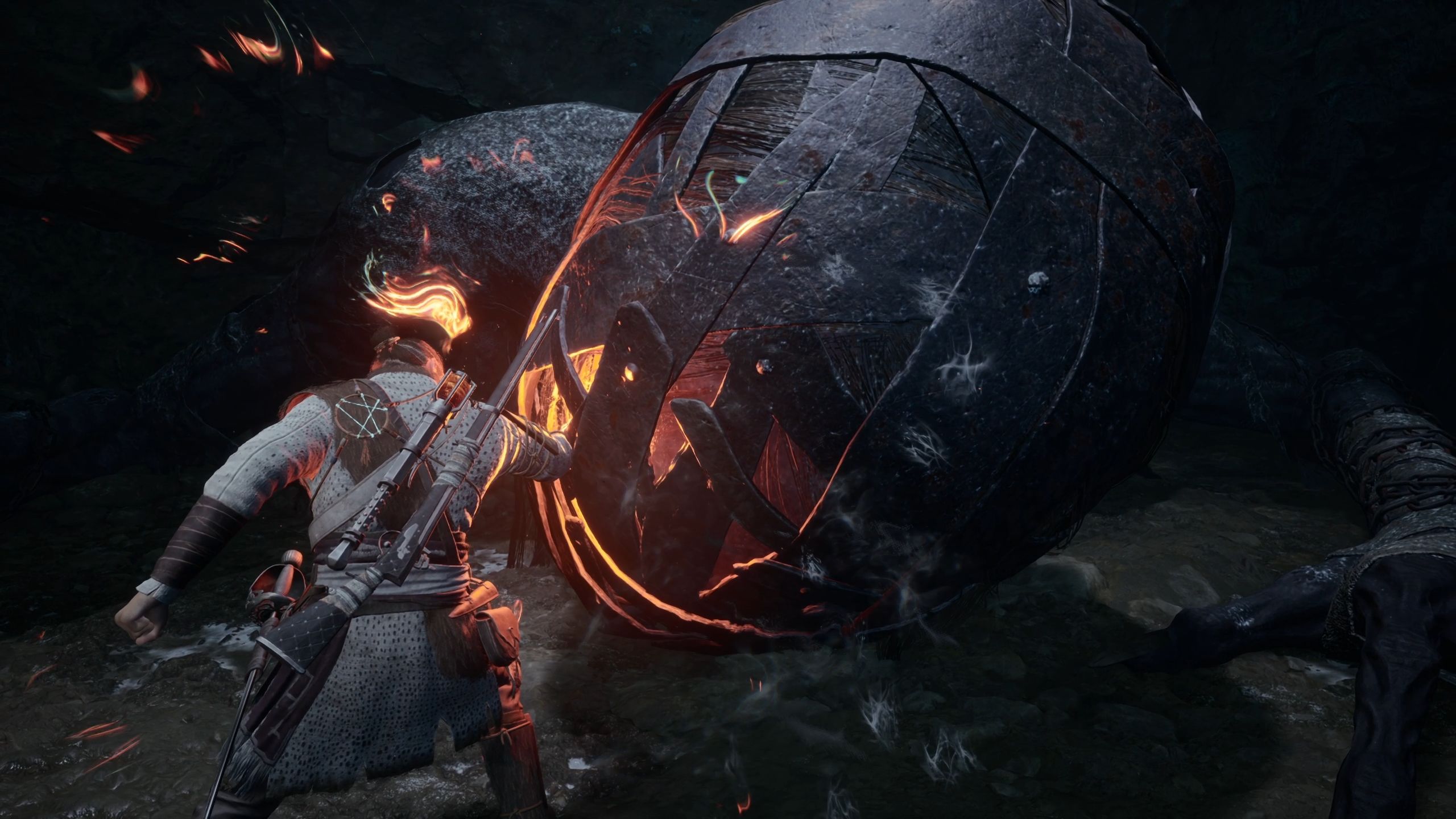 Red is performing a banish attack on the Puppeteer - Banishers Ghosts of New Eden
