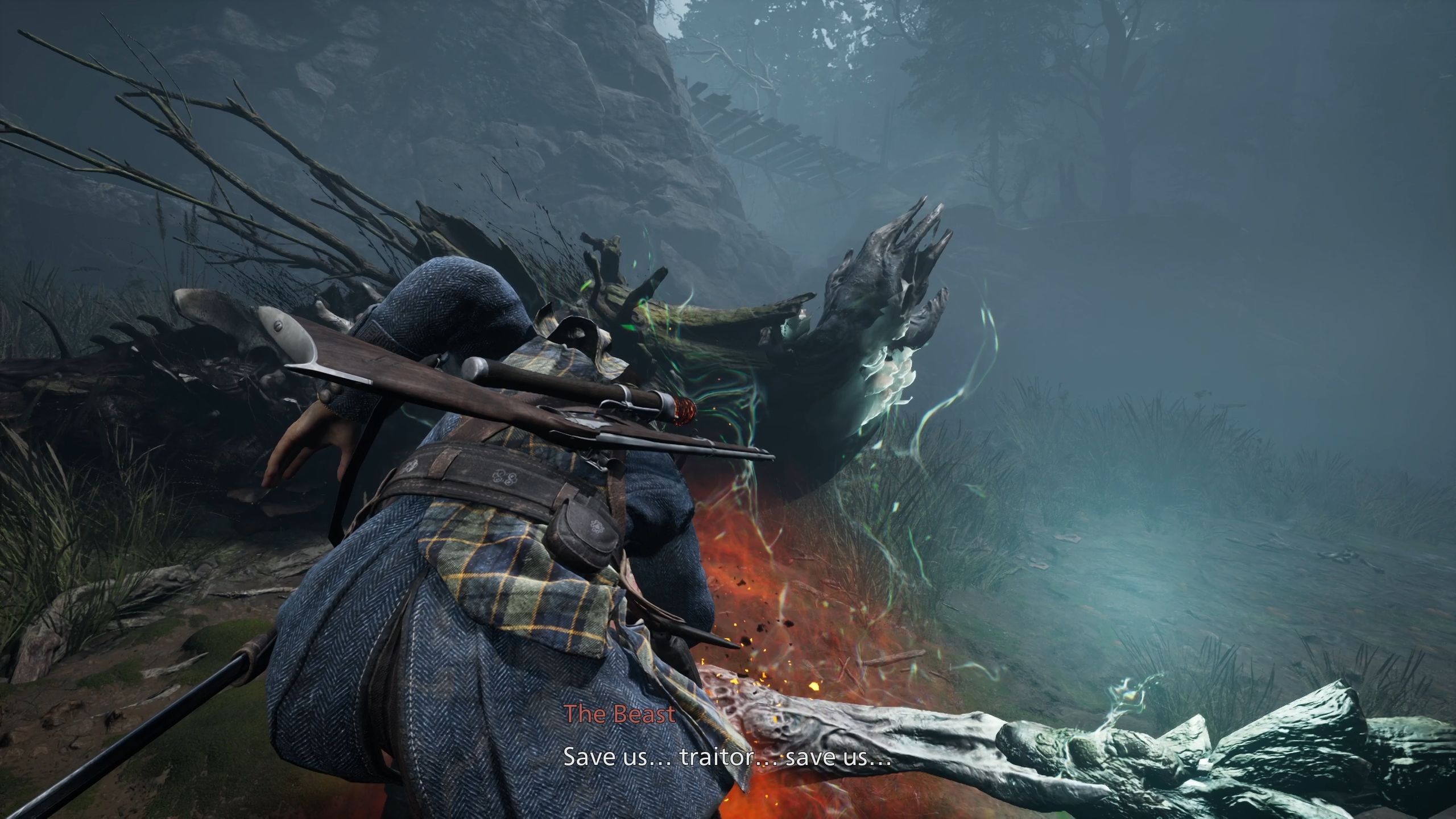 Red is performing a Banish attack to the beast pawn - Banishers Ghosts of New Eden