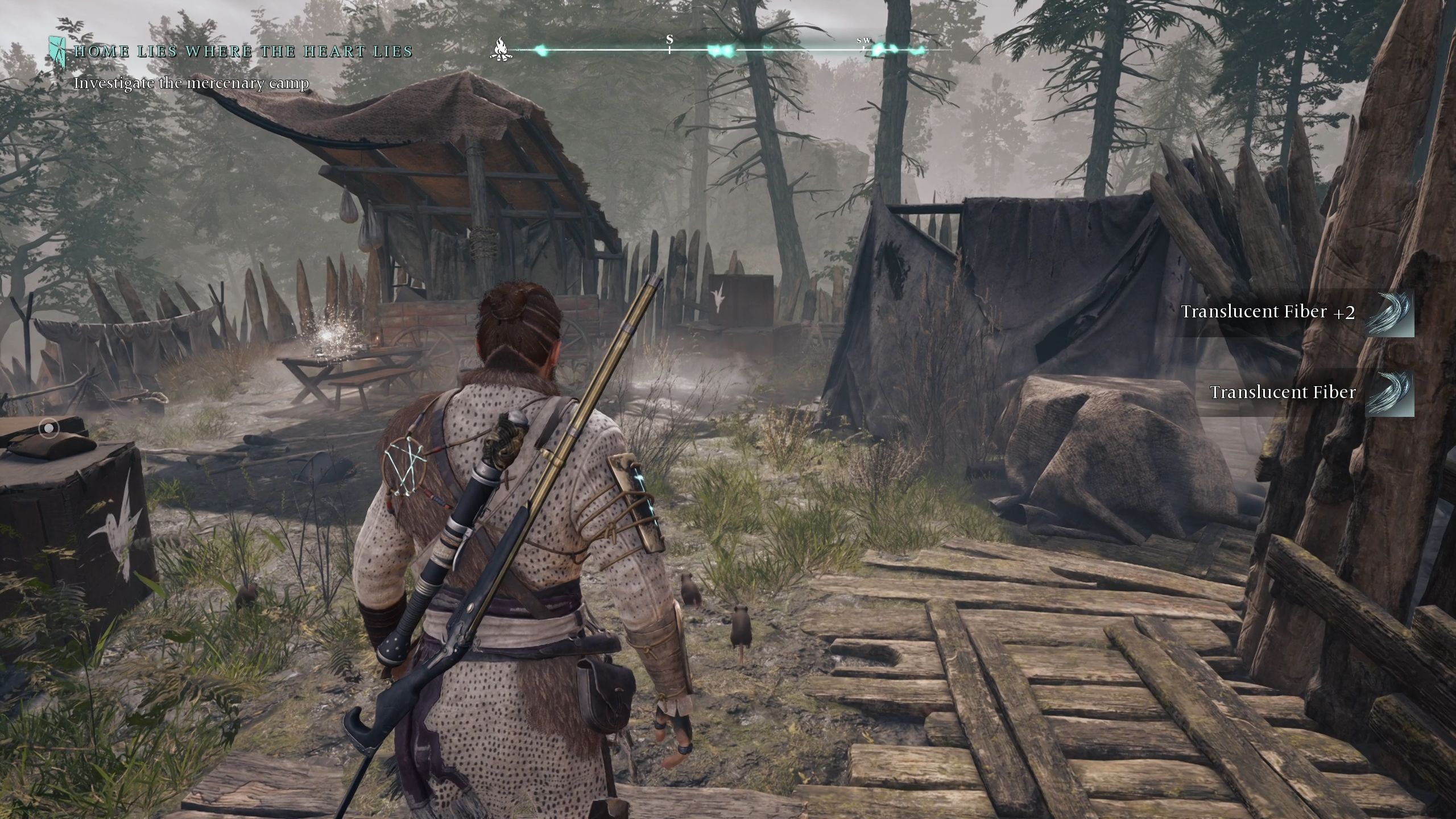 Red is standing near the Mercenary Camp - Banishers Ghosts of New Eden