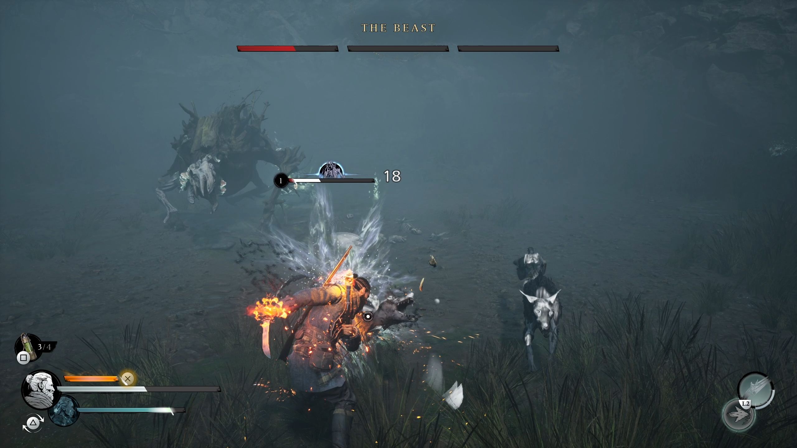 Red just attacked one of the dogs the Beast summoned - Banishers Ghosts of New Eden