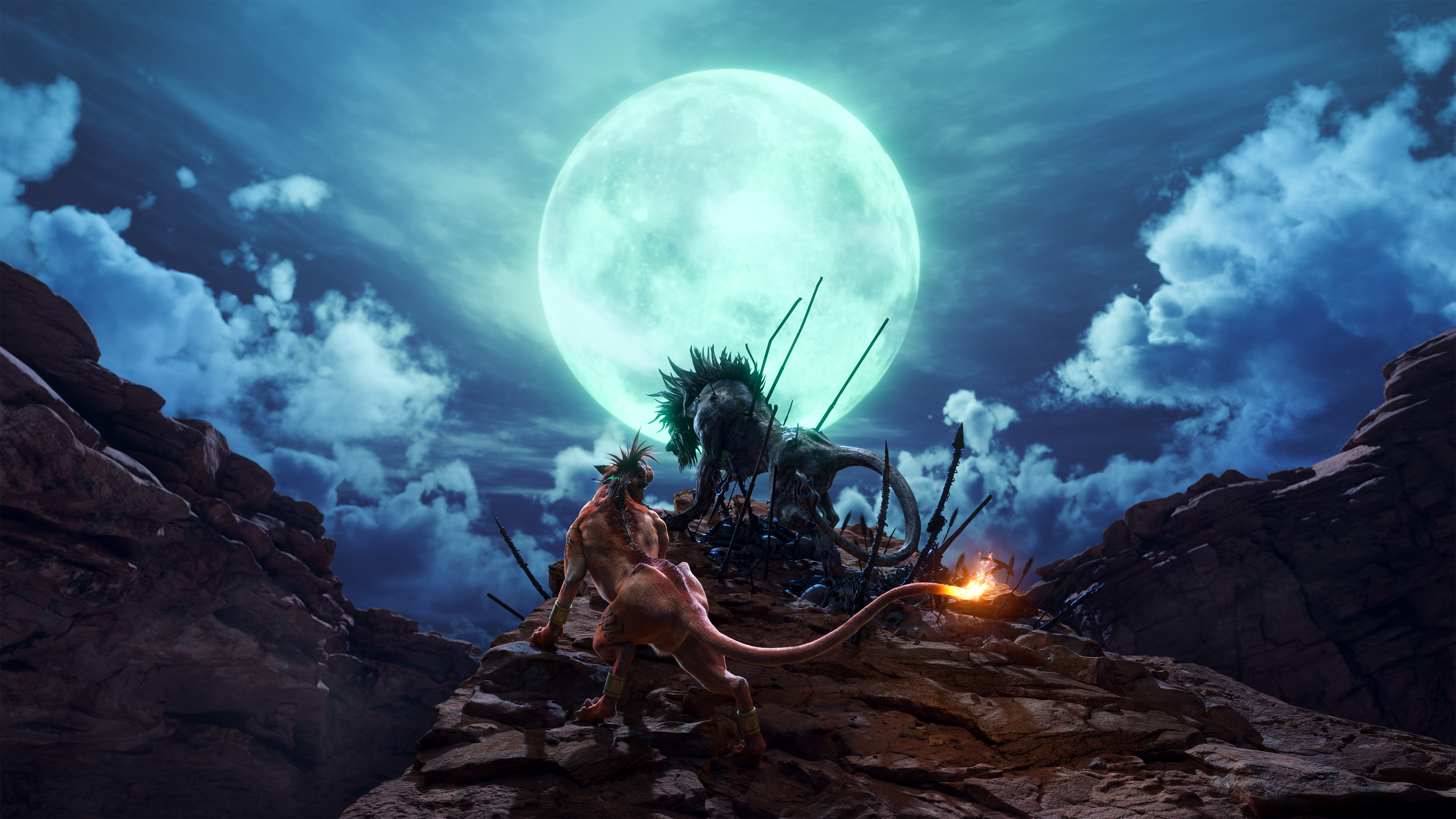 Final Fantasy 7 Rebirth - Red XIII and Seto in Cosmo Canyon