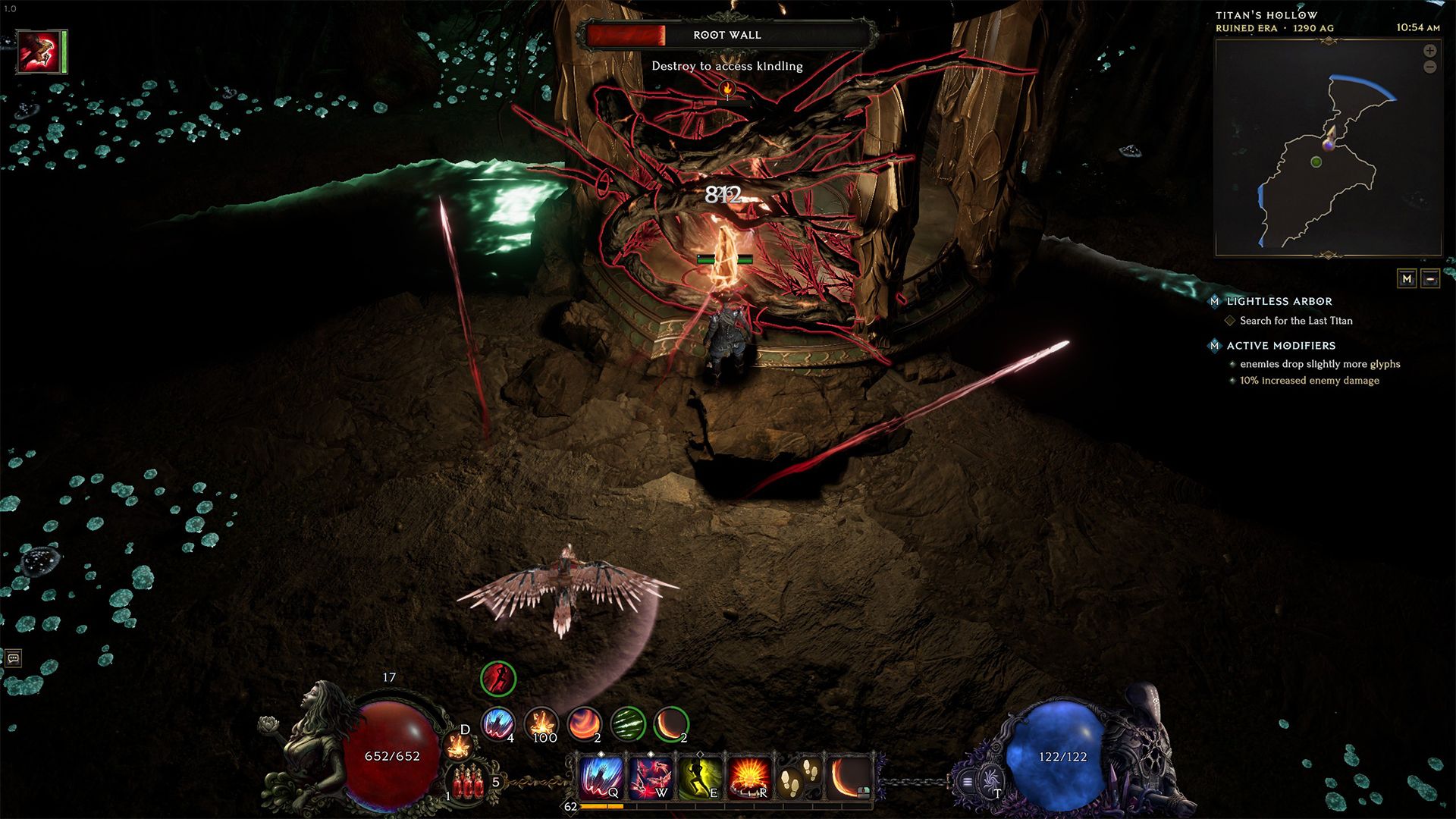 root wall protecting the kindling on either side of the arena in the first half of the mountain beneath boss fight