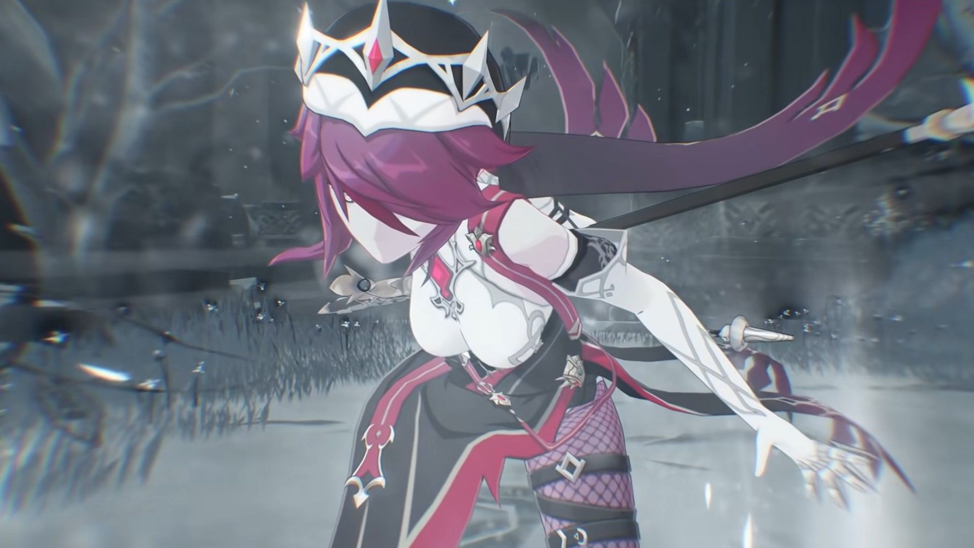 Rosaria is about to attack enemies in Genshin Impact.