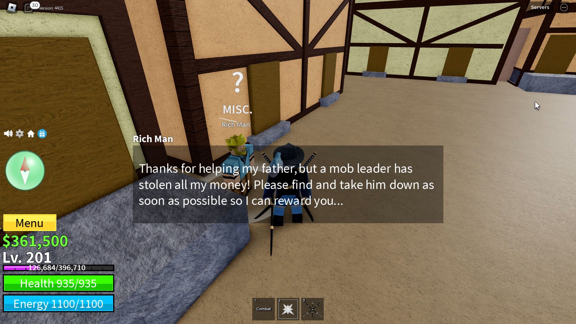 Roblox Blox Fruits, the dialogue of the rich man