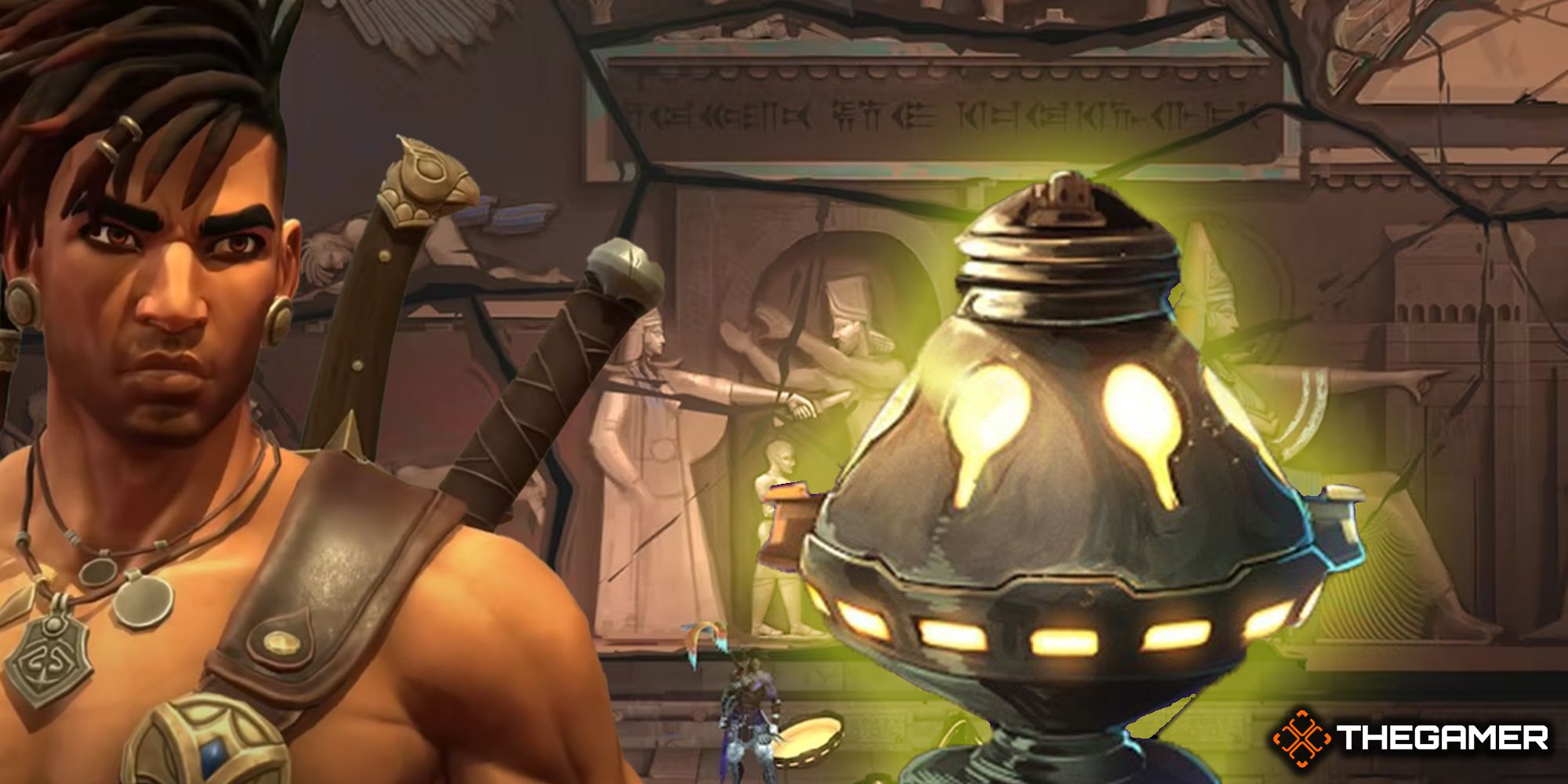 Sargon And A Spirited Jar In Front Of A Mural