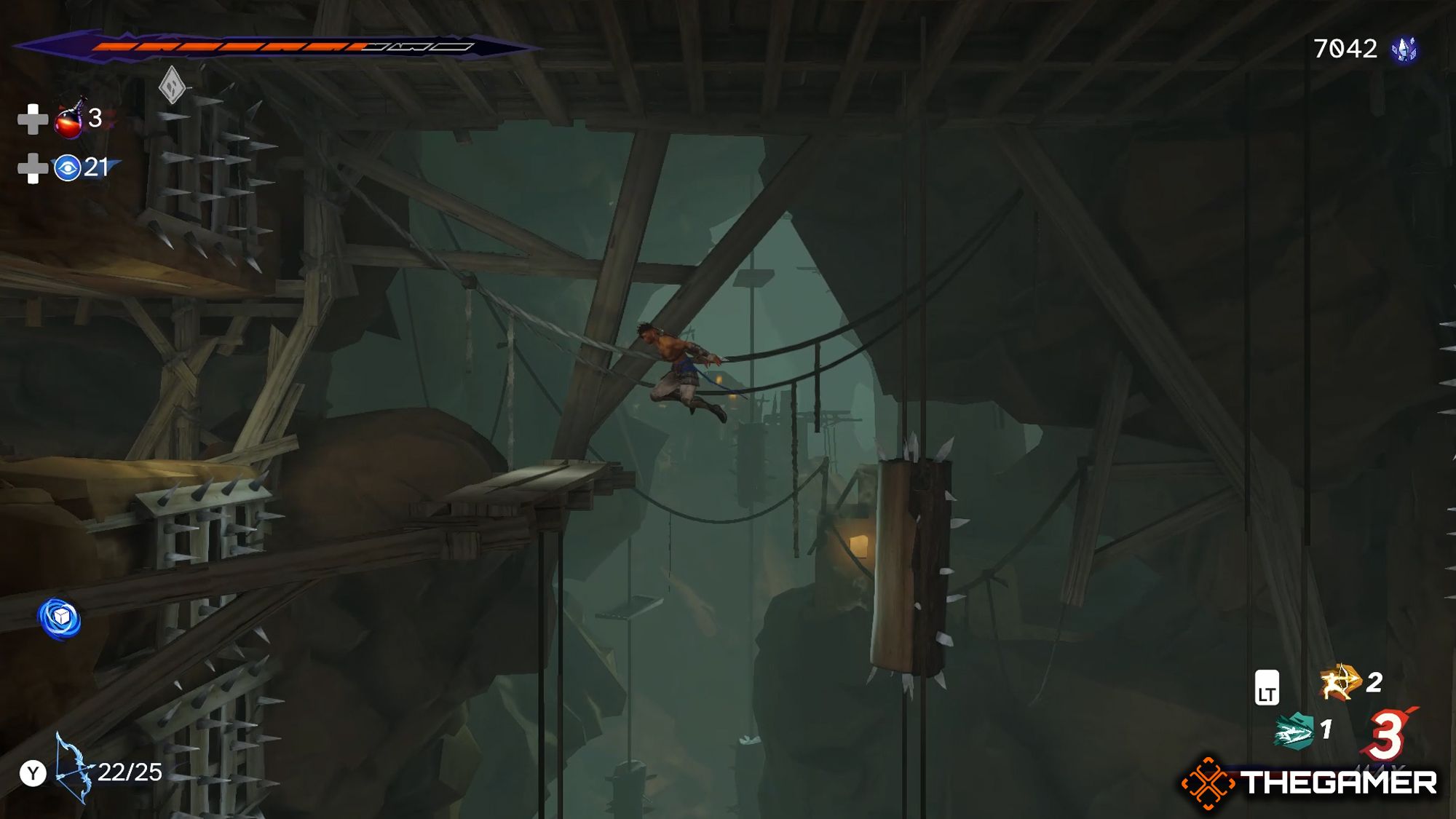 Sargon Jumping Towards To A Wooden Platform
