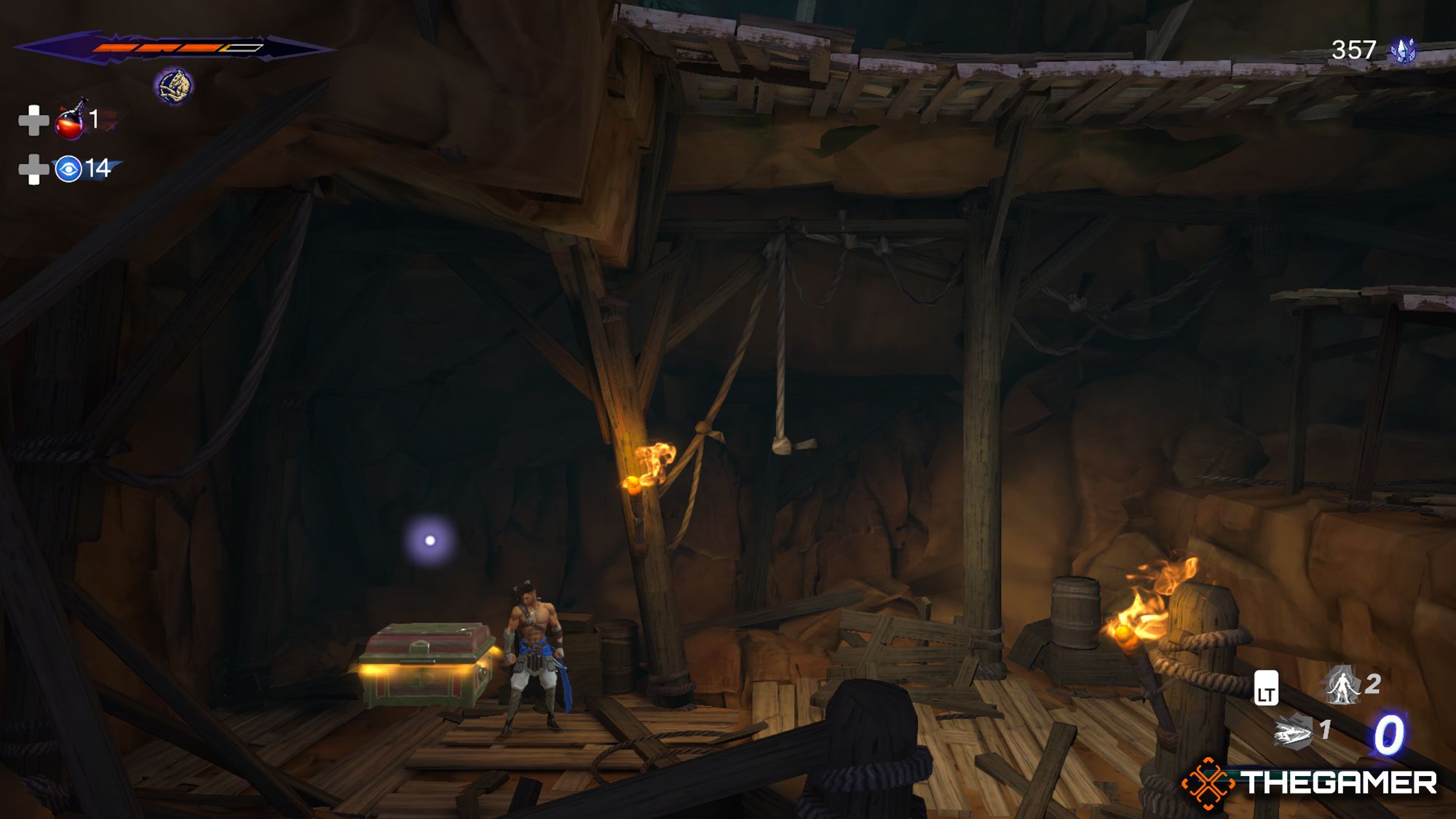 Sargon Standing Right Side of Chest In Sunken Harbor Area
