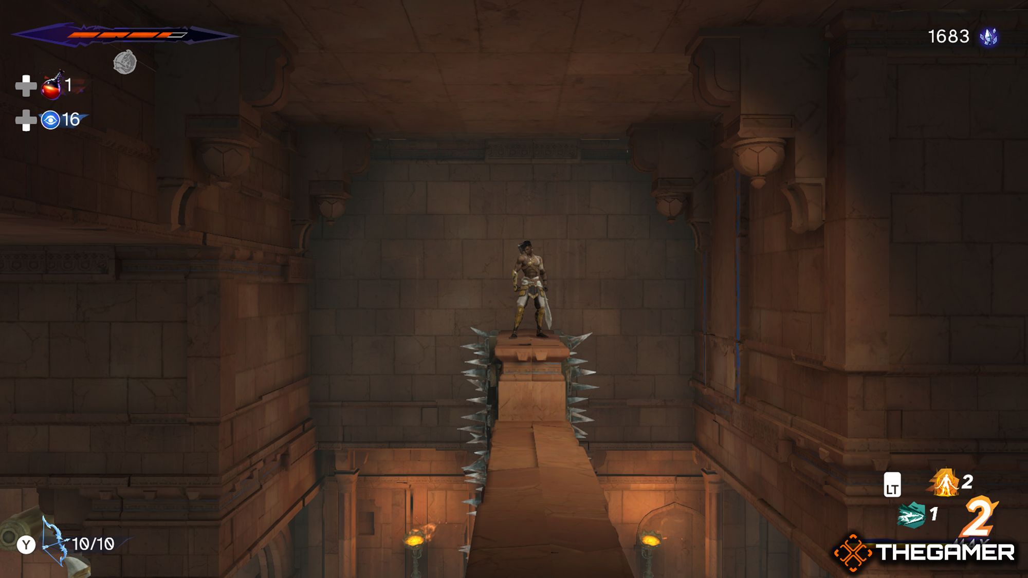 Sargon Standing Upside A Spiked Wall