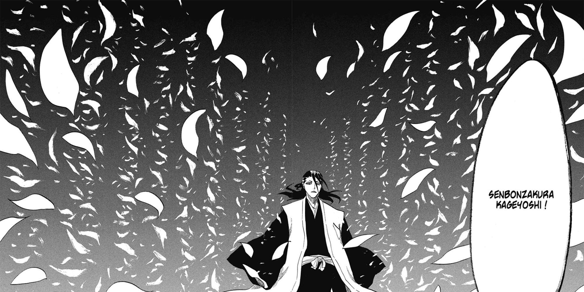 bleach mange panel of captain kutchiki using senbonzakura's bankai