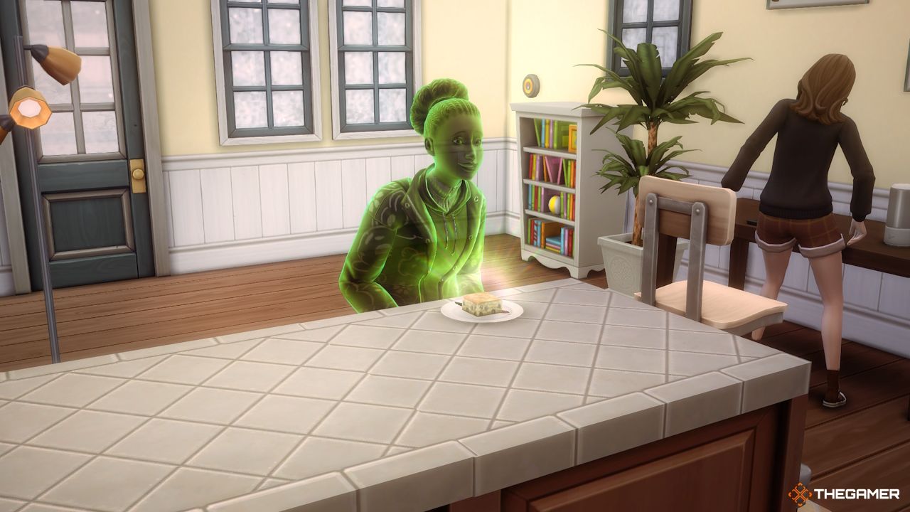 A ghost Sim with the Ambrosia dish in Sims 4
