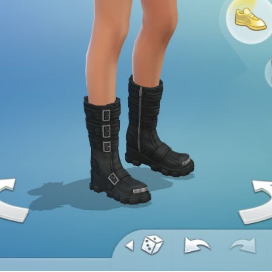 sim wearing buckle boots in sims 4 goth galore