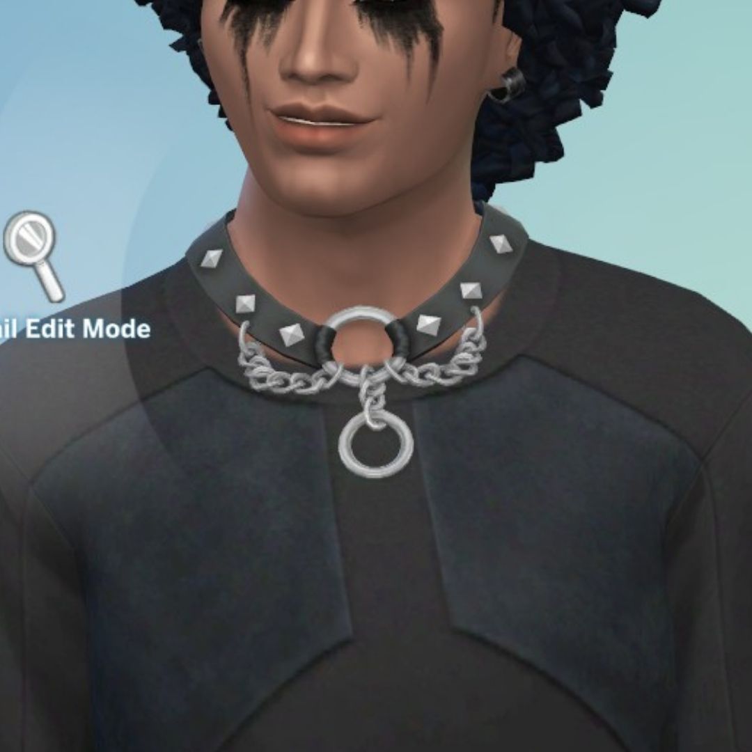 sim wearing chain necklace in sims 4 goth galore