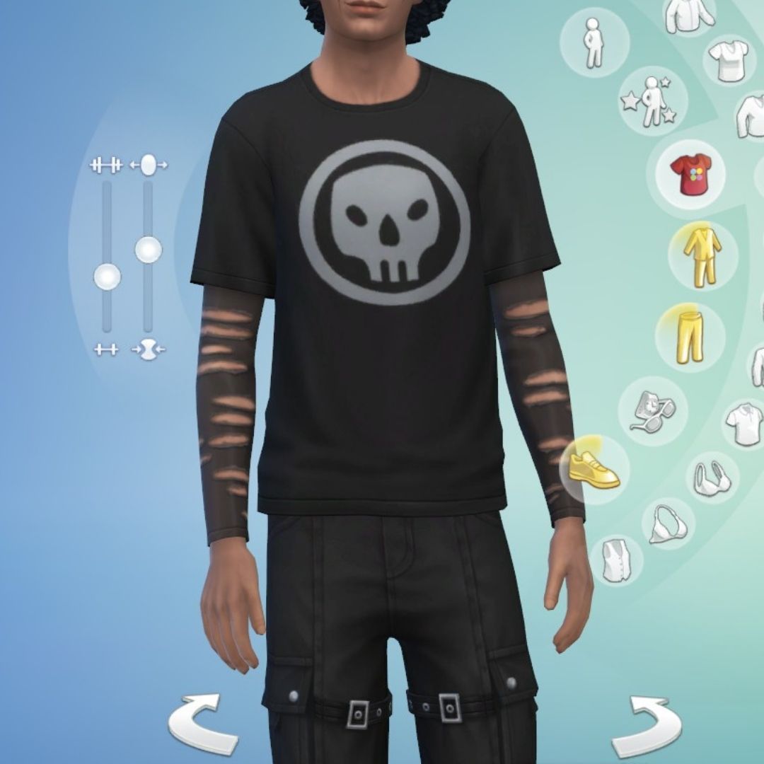 sim wearing tee in sims 4 goth galore