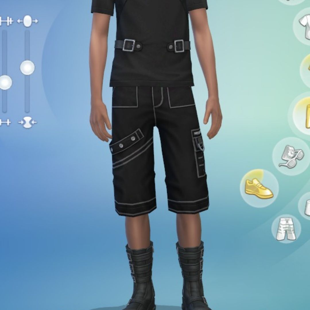 sim from the sims 4 goth galore wearing shorts