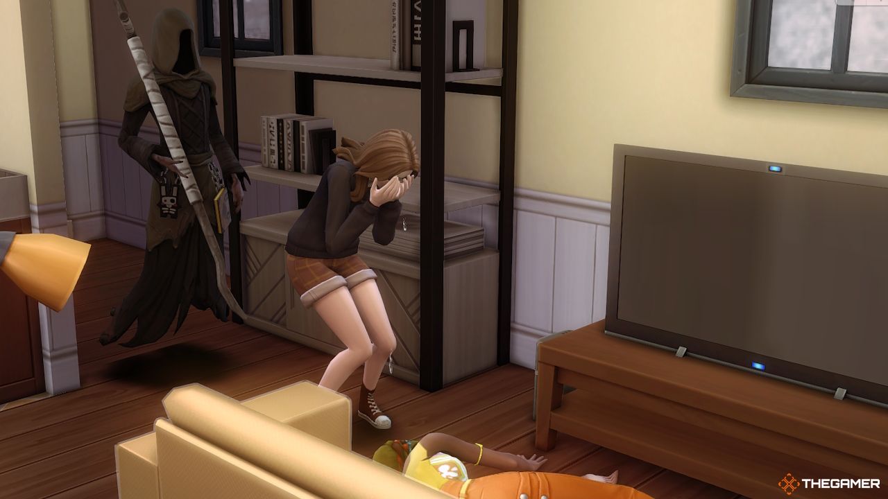 A Sim dies while the Grim Reaper comes 