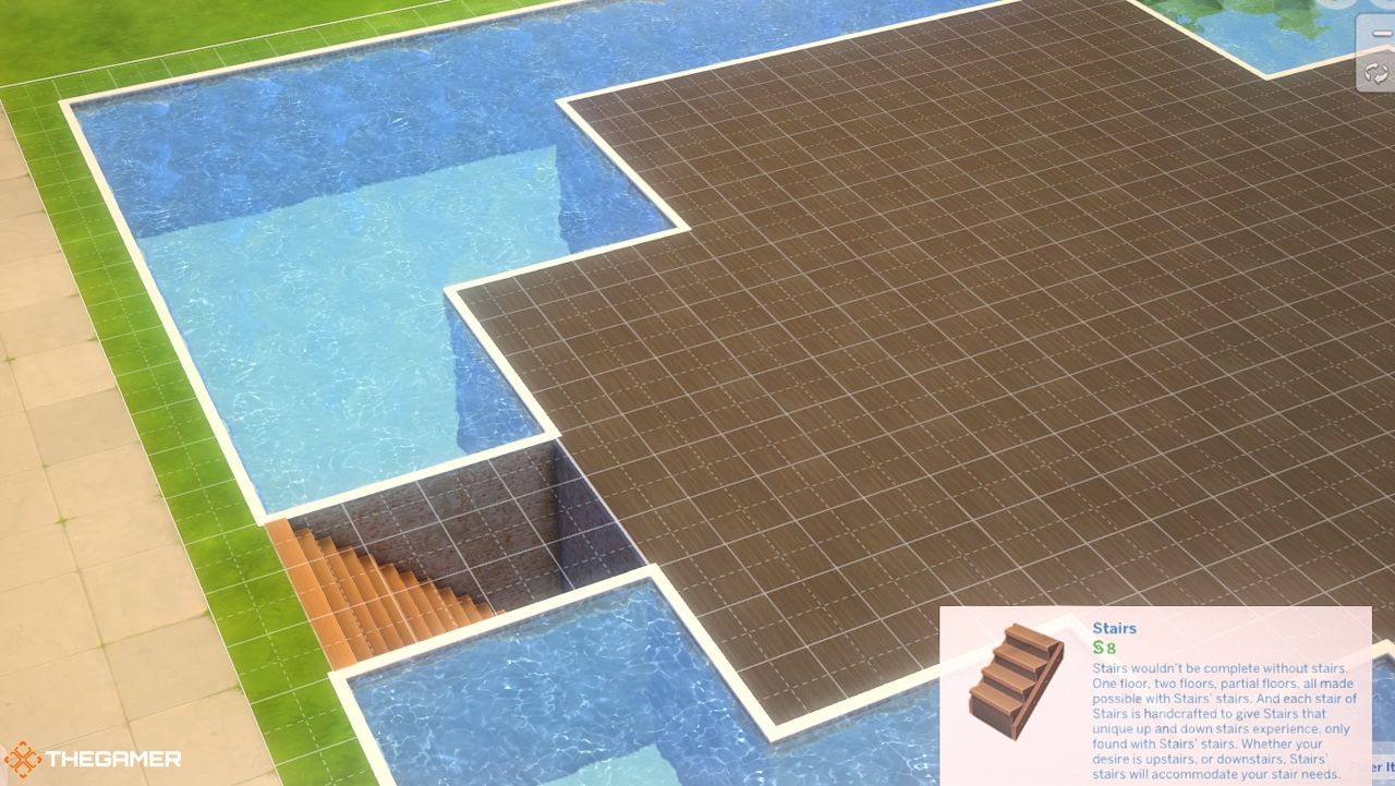 Choose stairs to go down to the entrance of an underwater home in Sims 4