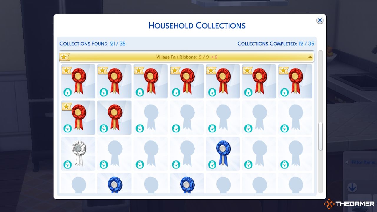 The Sims 4 Village Fair Ribbon Collection in household collections