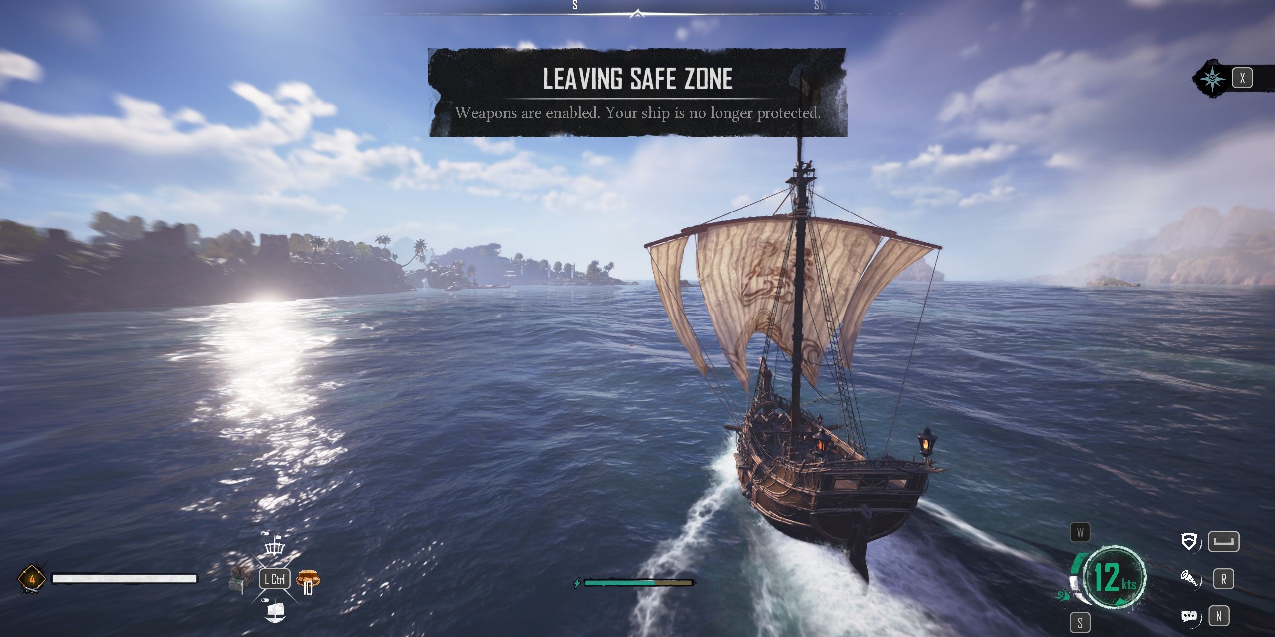 Sailing with the wind in Skull and Bones.
