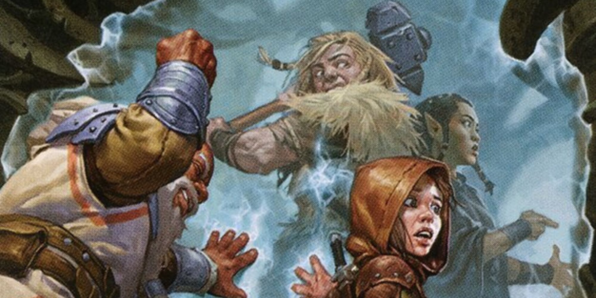 A group of adventurers being attacked