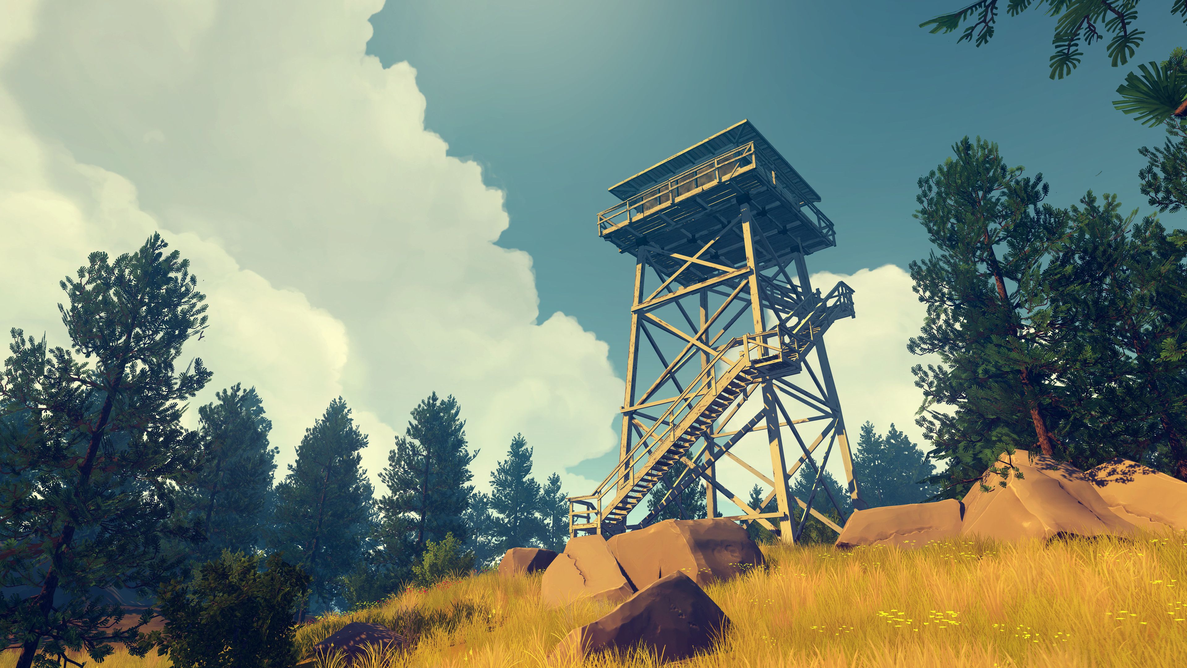 Firewatch - looking up at the tower during the day