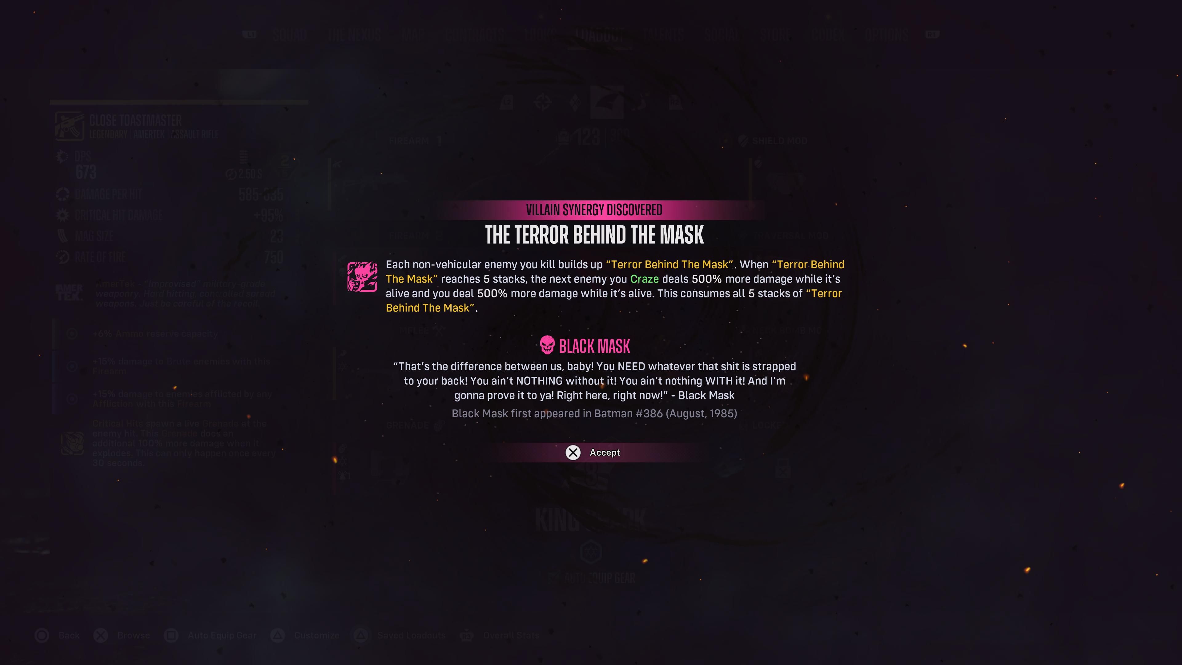 The Terror Behind The Mask villain synergy being unlocked in Suicide Squad: Kill the Justice League