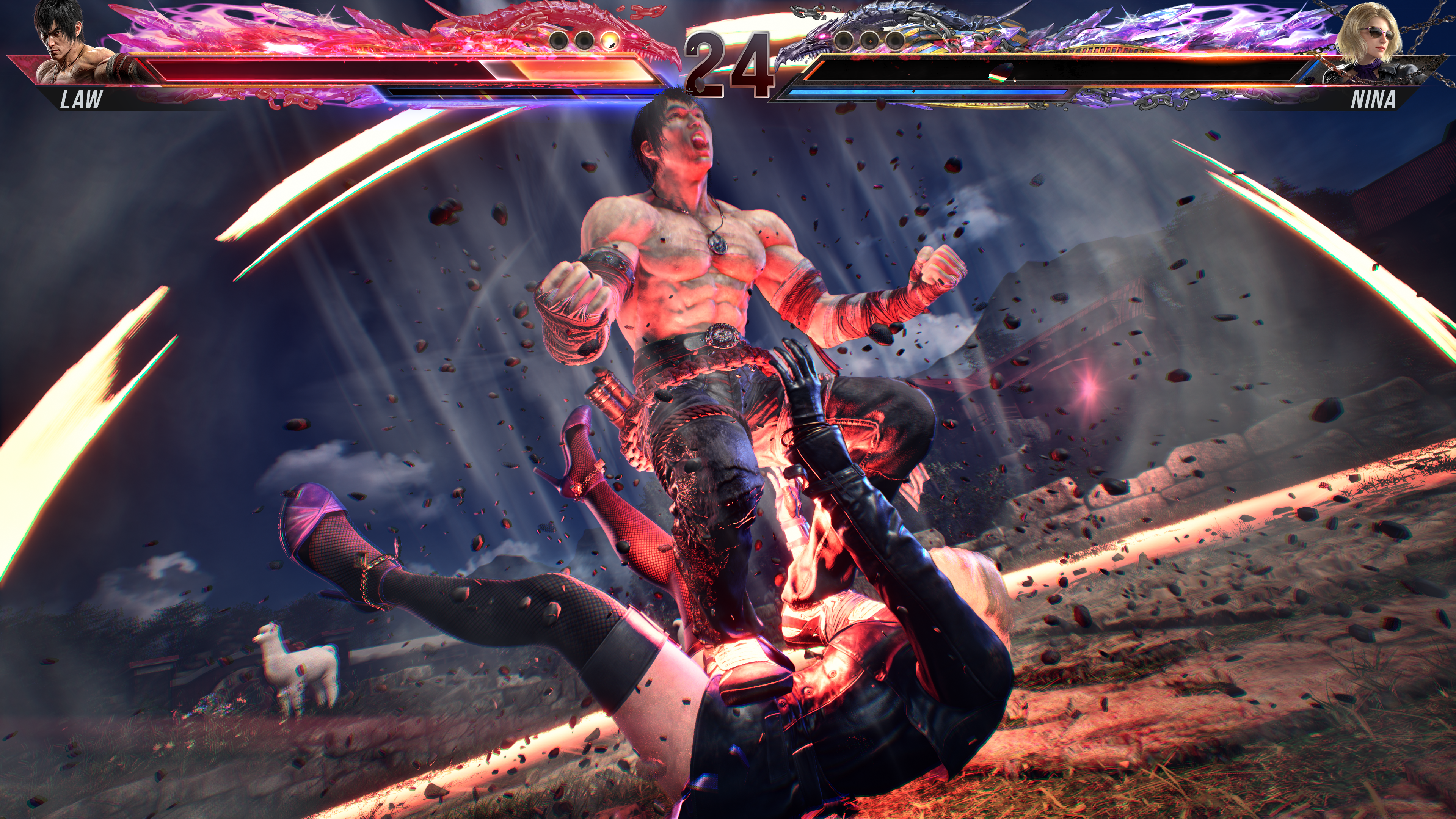 Law executing his Rage Art on Nina in Tekken 8