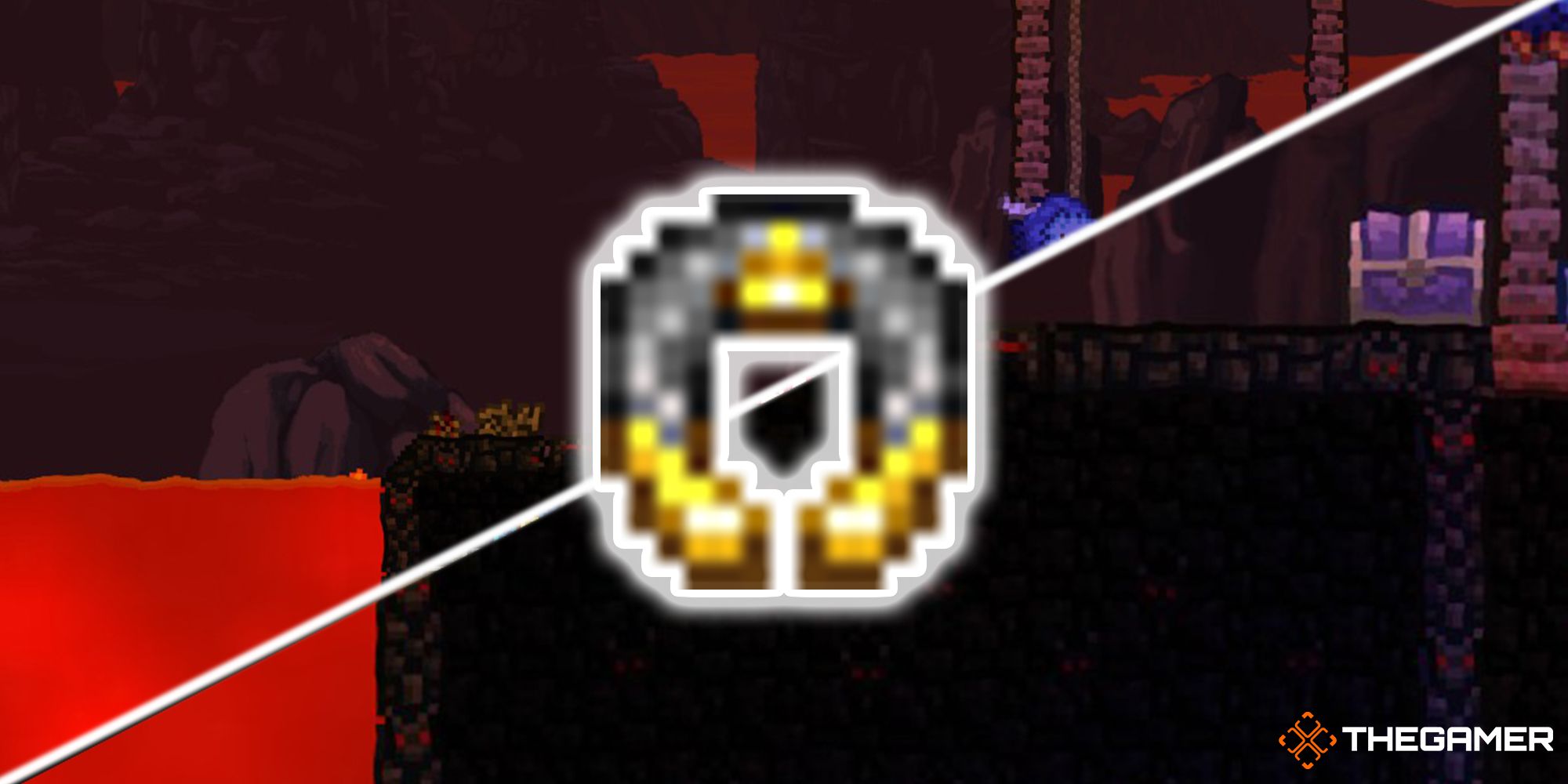 Terraria Accesory Treasure Chest On Middle And Shadow Chest On The Right In Underground