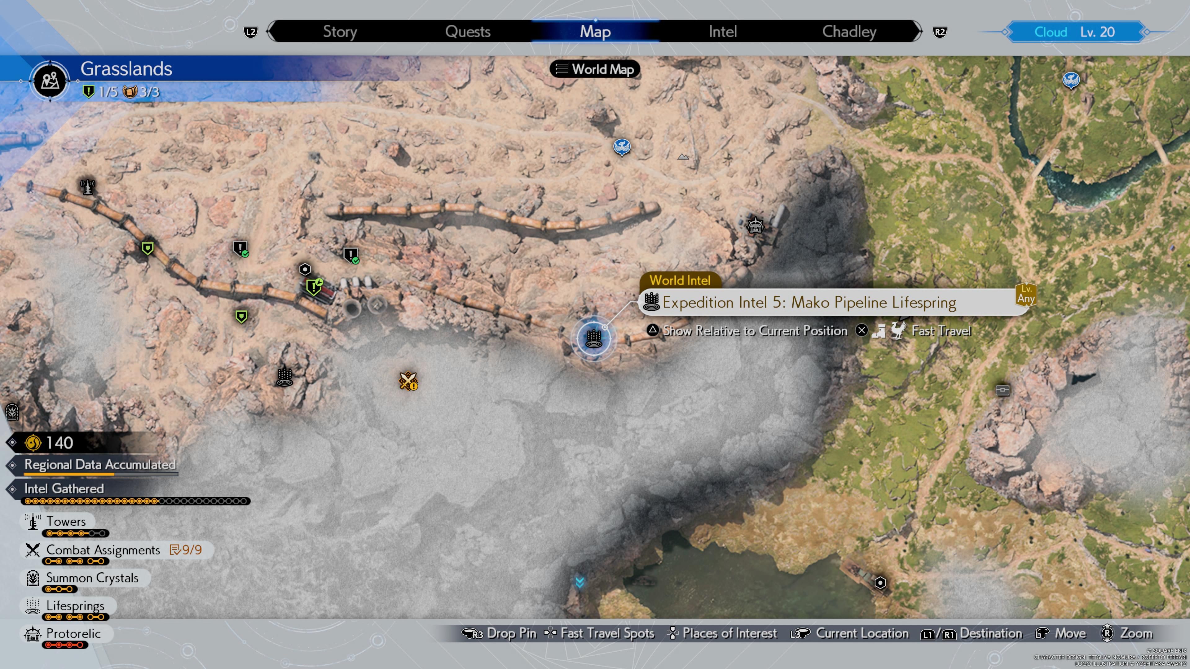 Through the Swamplands on the Grasslands region map in FF7 Rebirth