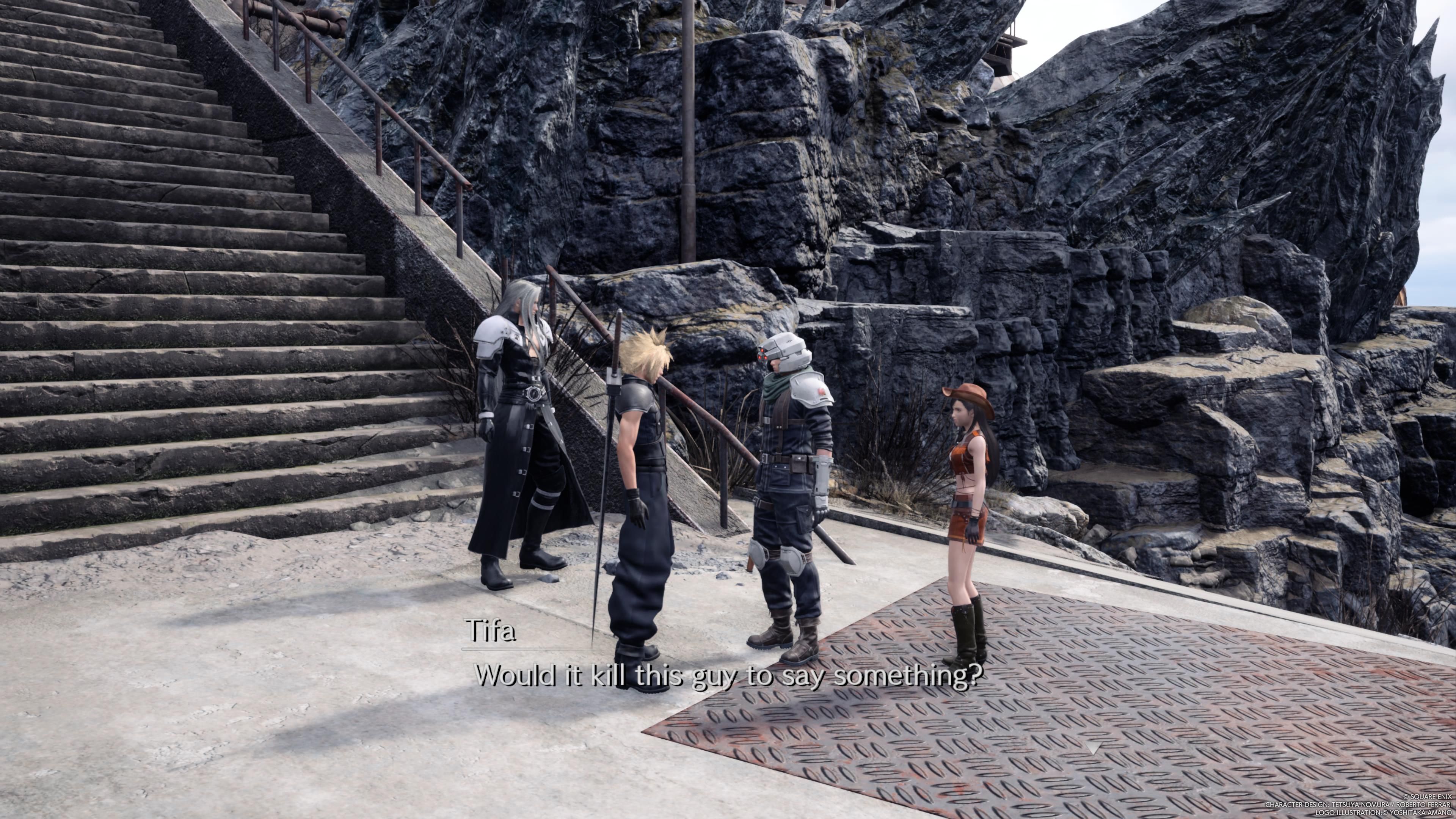Tifa remarks that the Shinra guard on Mount Nibel is dead silent in FF7 Rebirth