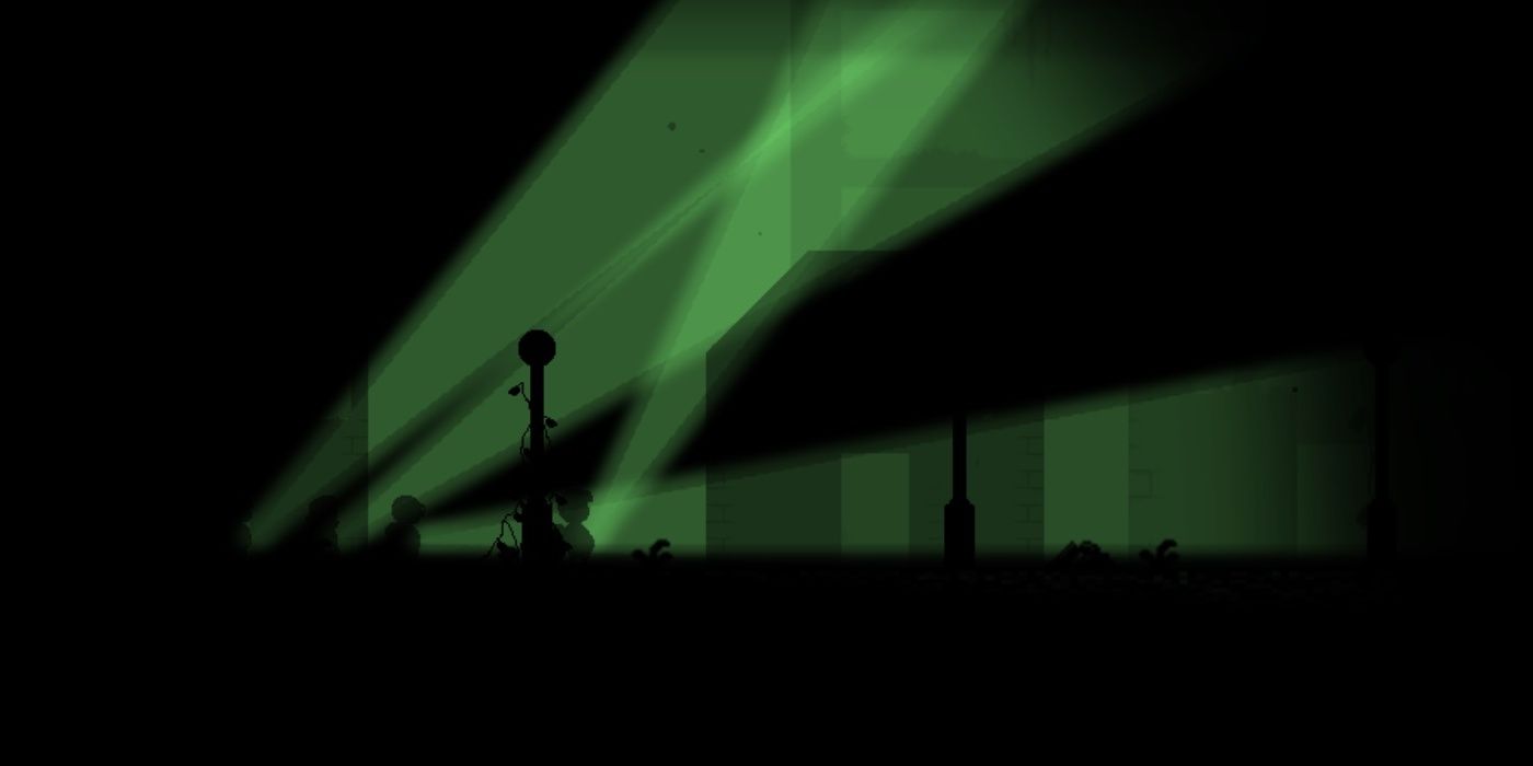 Atomic Trail Survival Horror Text Based Characters Lit Up With Green Light