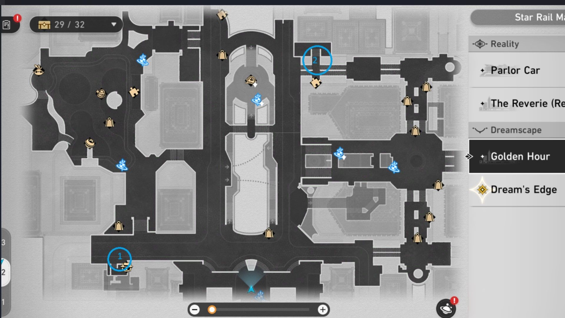 A map with all the Legendary Trashcan locations on Golden Hour in Honkai Star Rail.