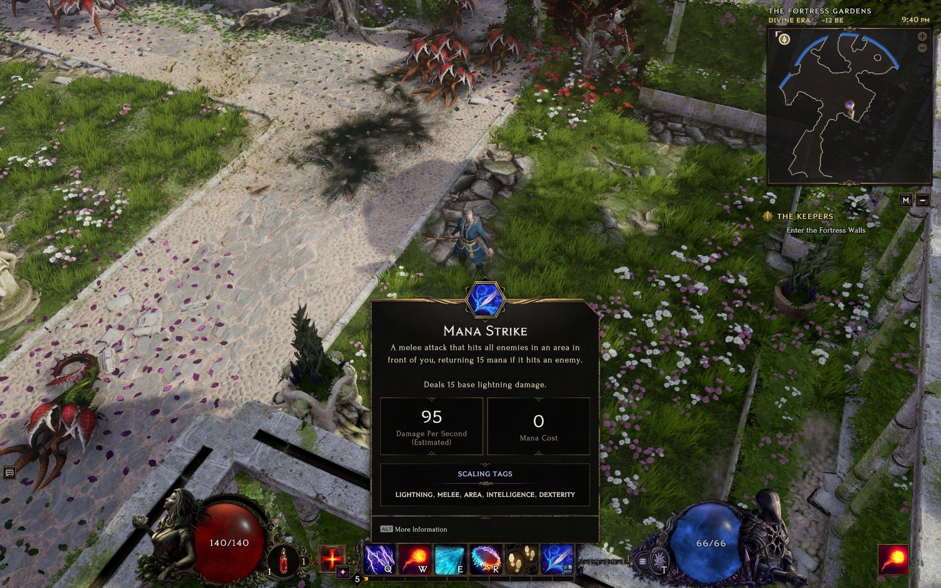 The description for the Mage's skill, Mana Strike, in Last Epoch.