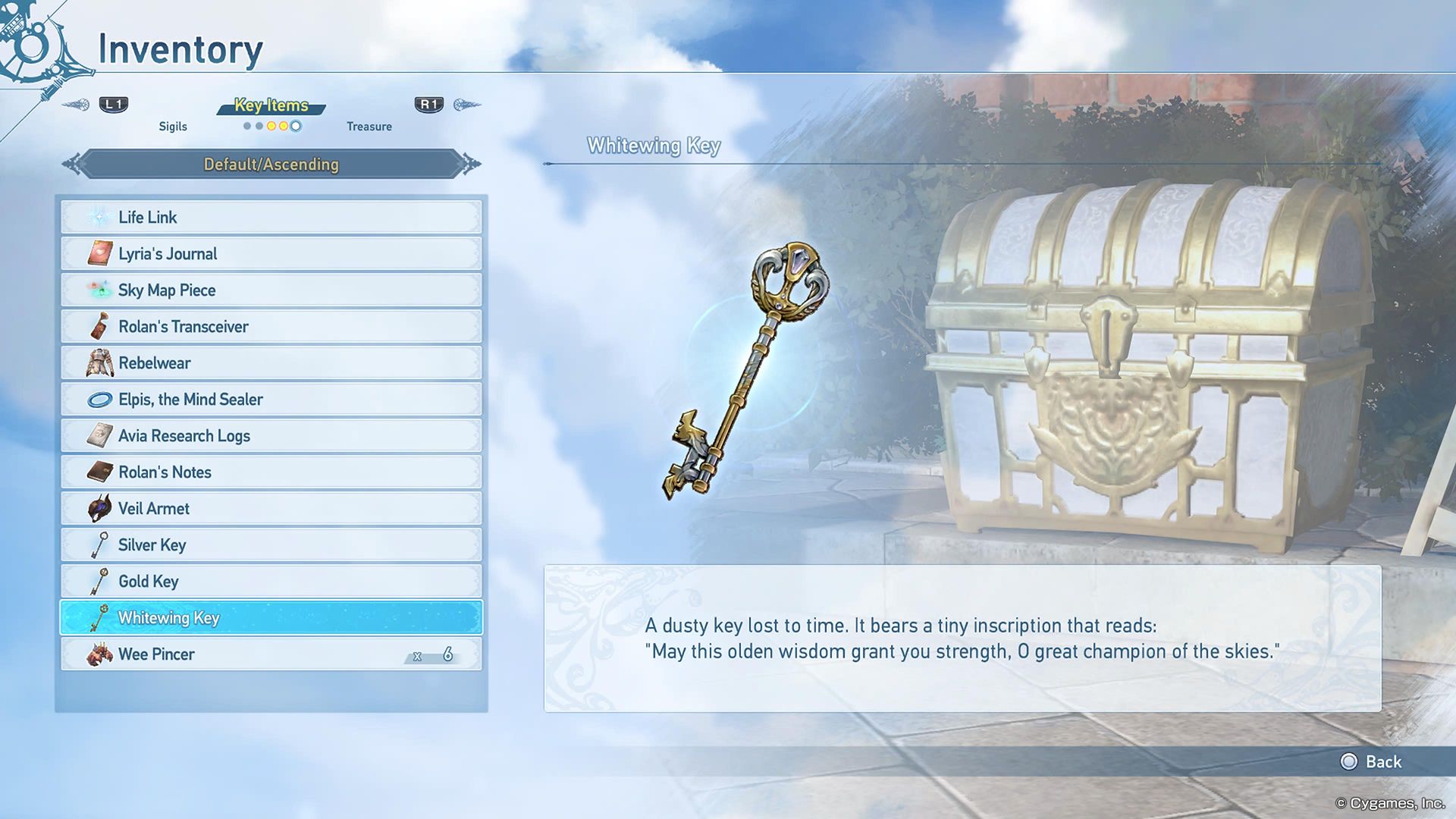 item description for the whitewing key