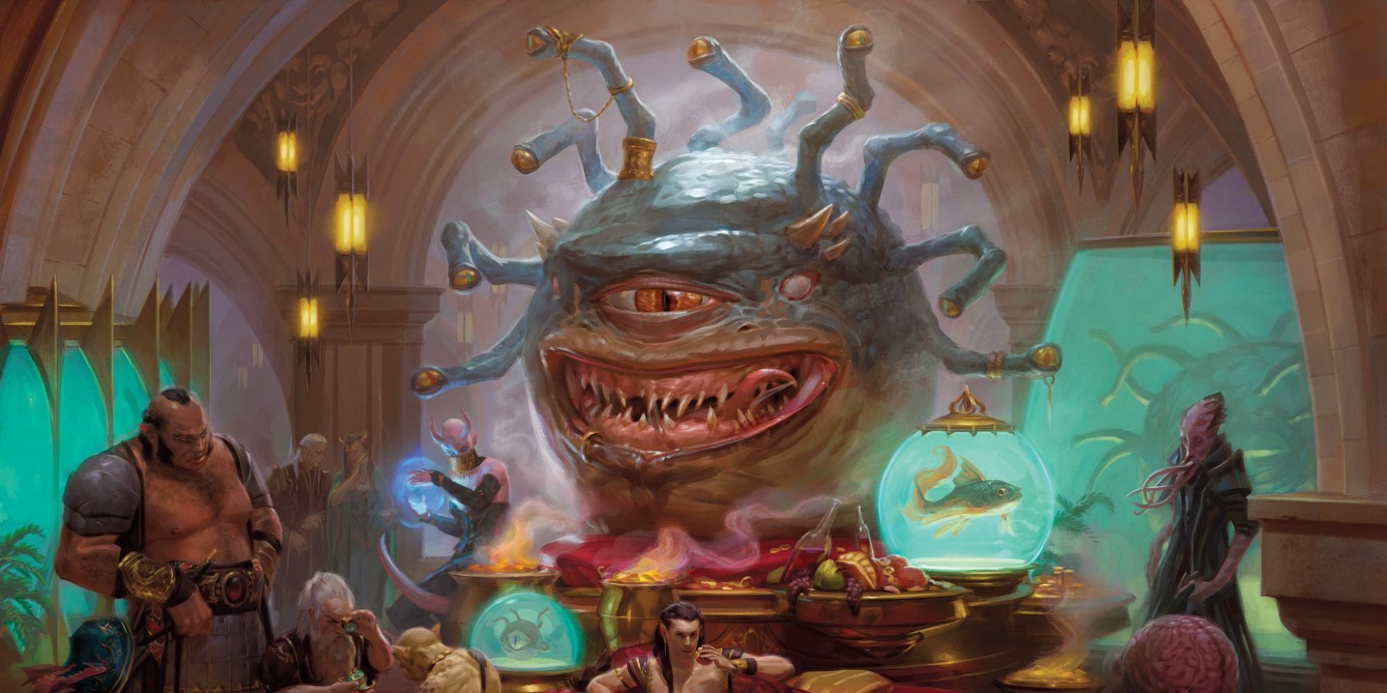 beholder Xanathar relaxing with guild criminals