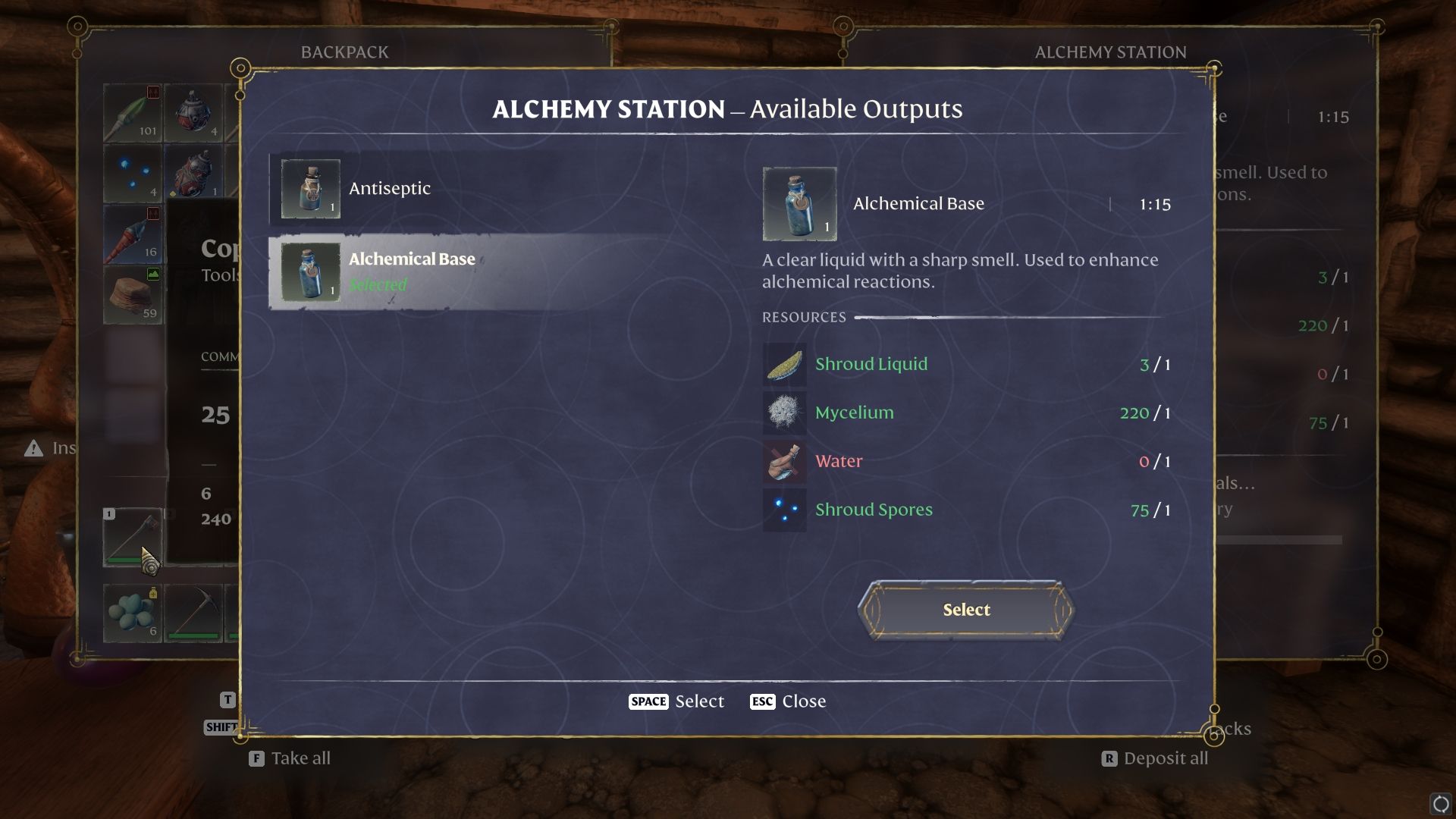 Alchemical Base crafting in Enshrouded
