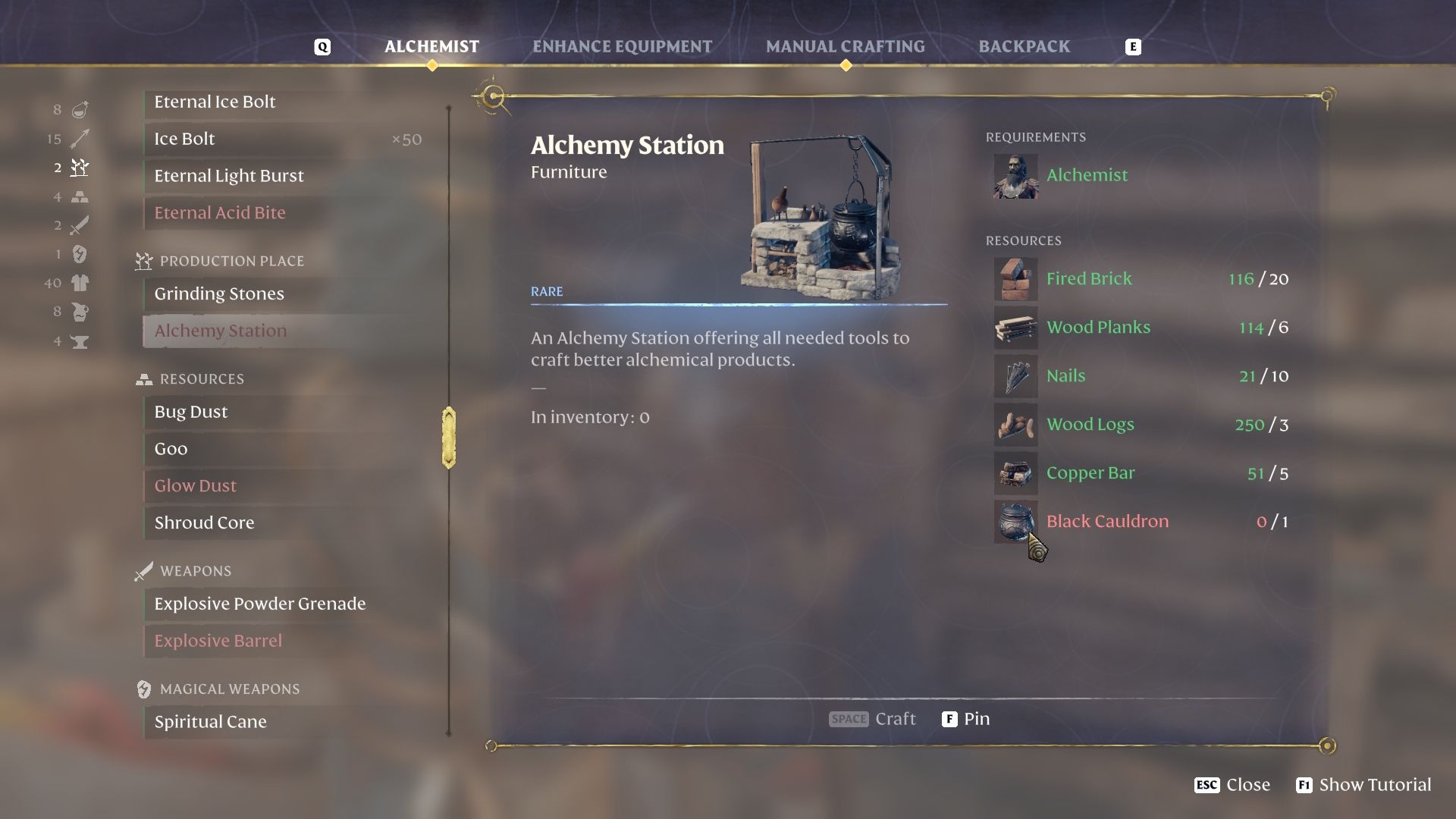Alchemy Station recipe in Enshrouded