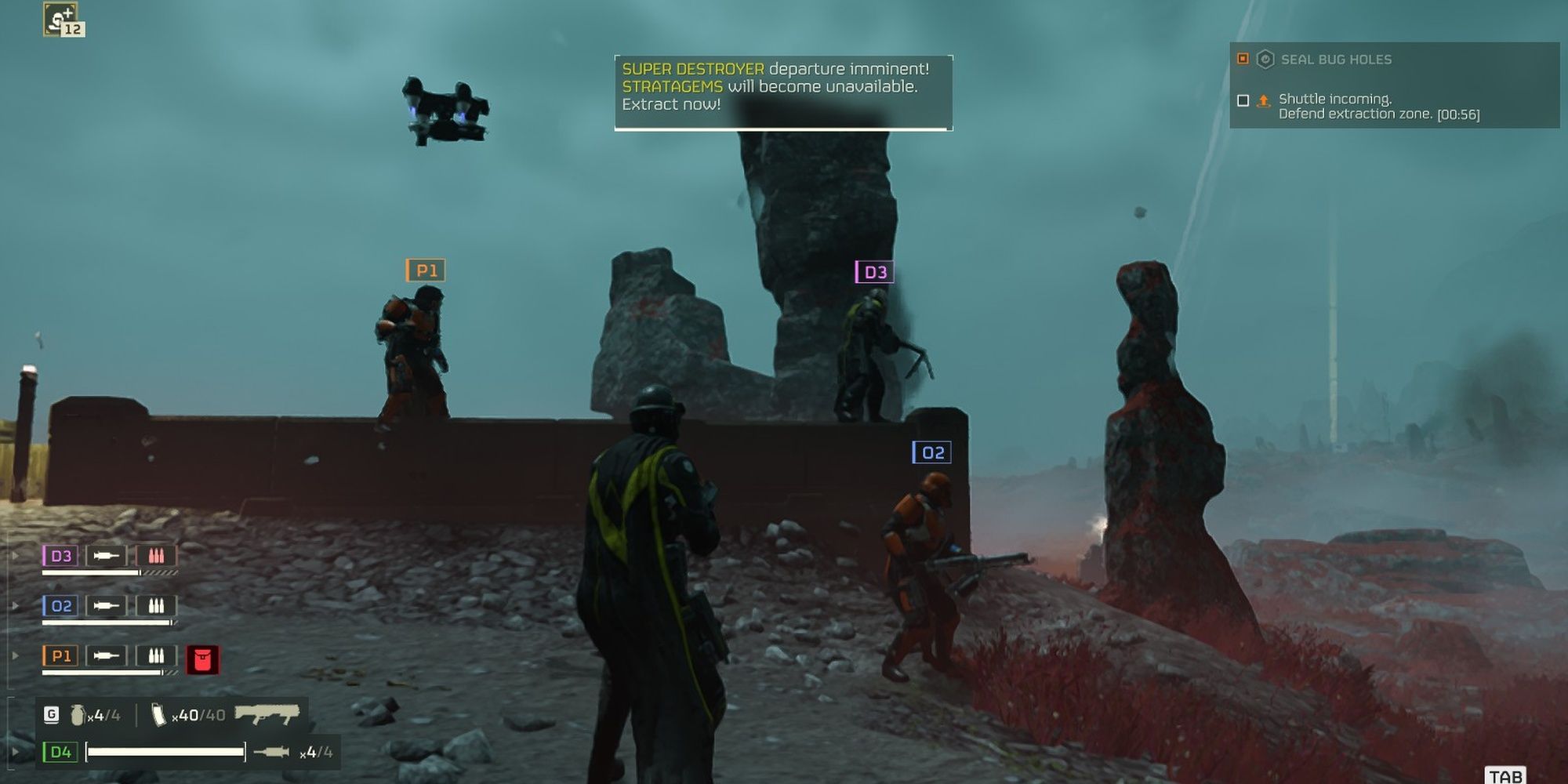 Helldivers 2: A Sqaud Of Helldivers Taking A Moments Break